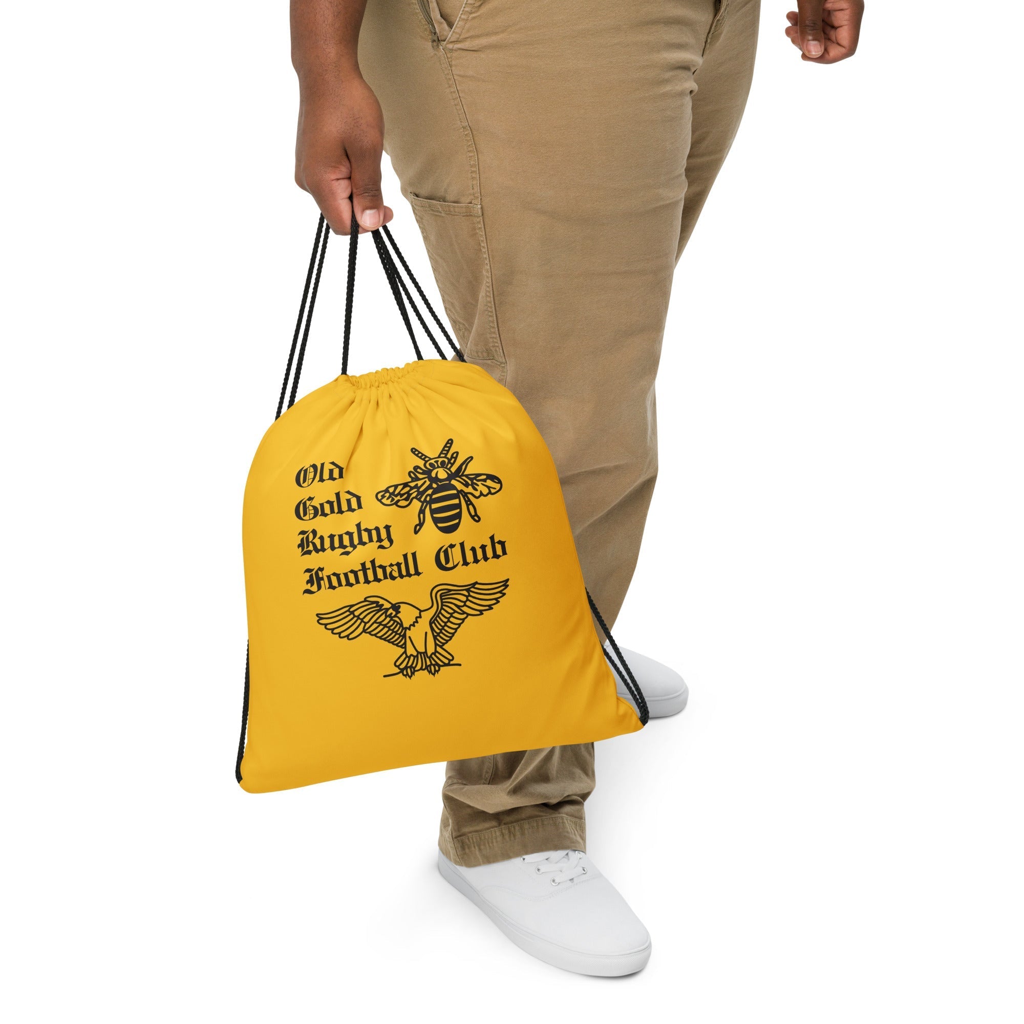 Vintage Gold RFC Drawstring Bag - Durable & Stylish Gym Sack for Sports, Travel & Everyday Use
