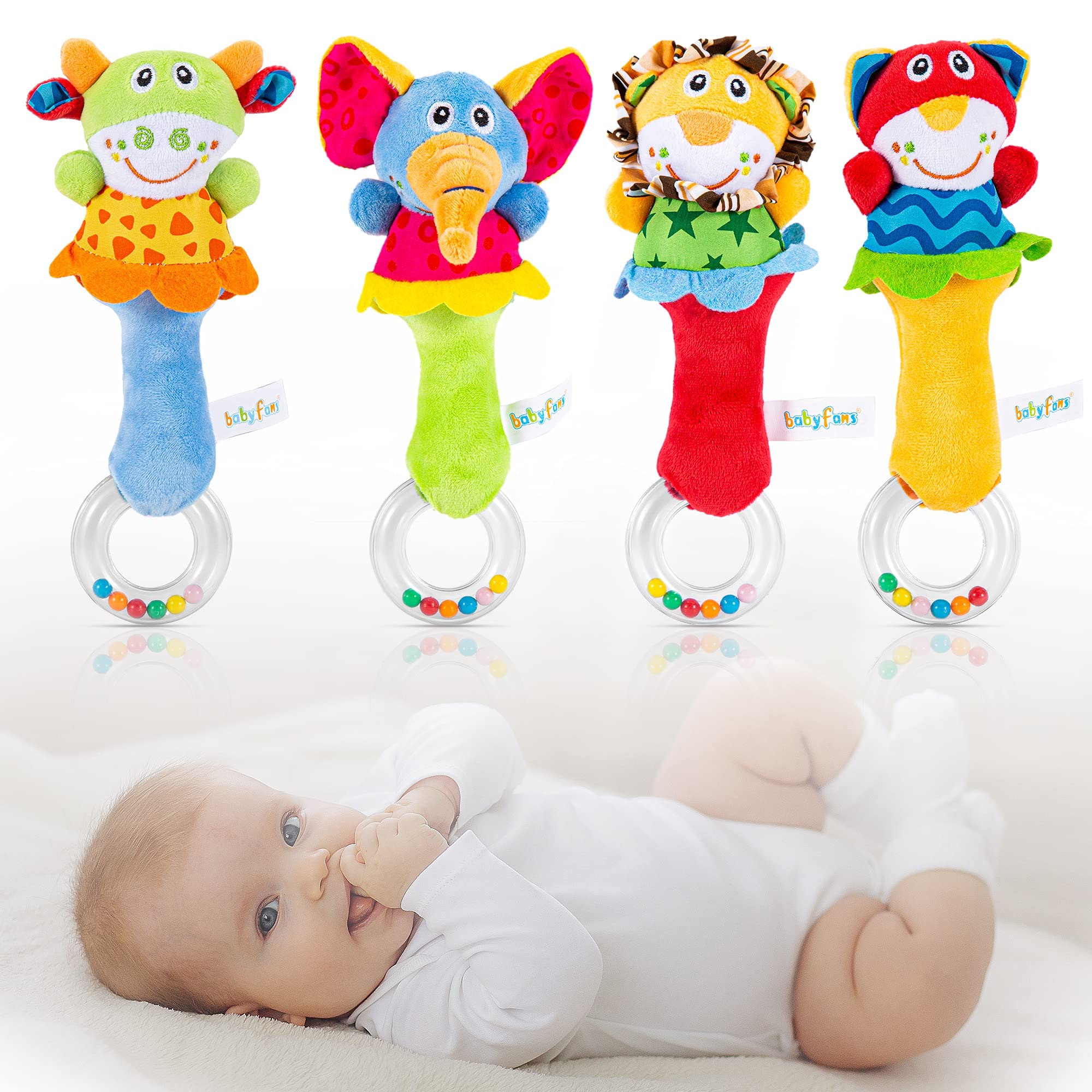 Baby Soft Rattles Toys for Newborns - Sensory Development Hand Grip Toys for Infants 0-6 Months | Perfect for Tummy Time, Teething & Early Learning Play