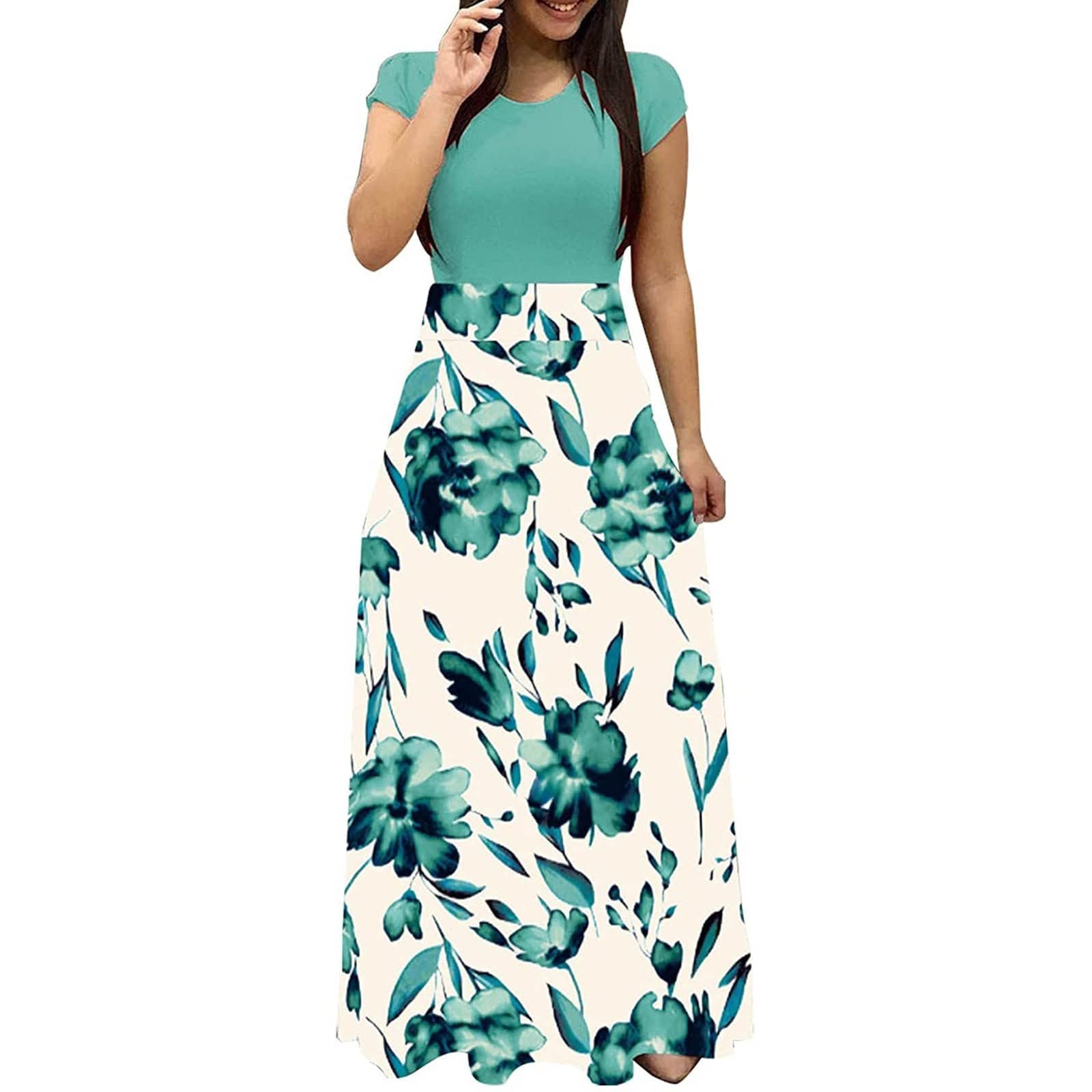 Elegant Floral Printed Maxi Sundress for Women - Long Sleeve Tunic Dress for Casual Wear & Autumn Outings | Perfect for Beach Vacations, Date Nights & Summer Parties