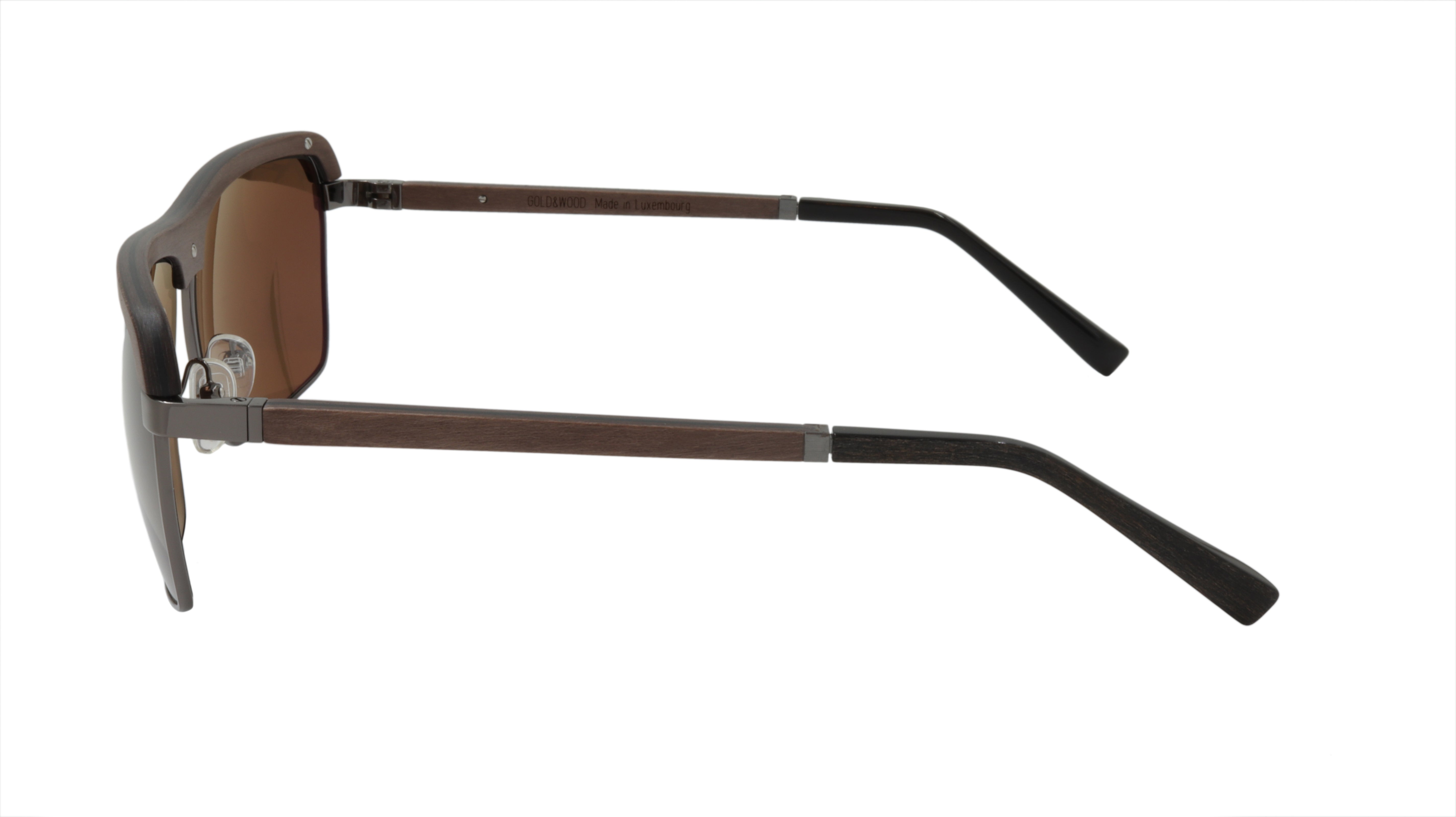 Premium GOLD & WOOD Sunglasses - Brown Wood & Gun Metal Black Frame - Stylish UV Protection Shades for Outdoor Activities & Fashion