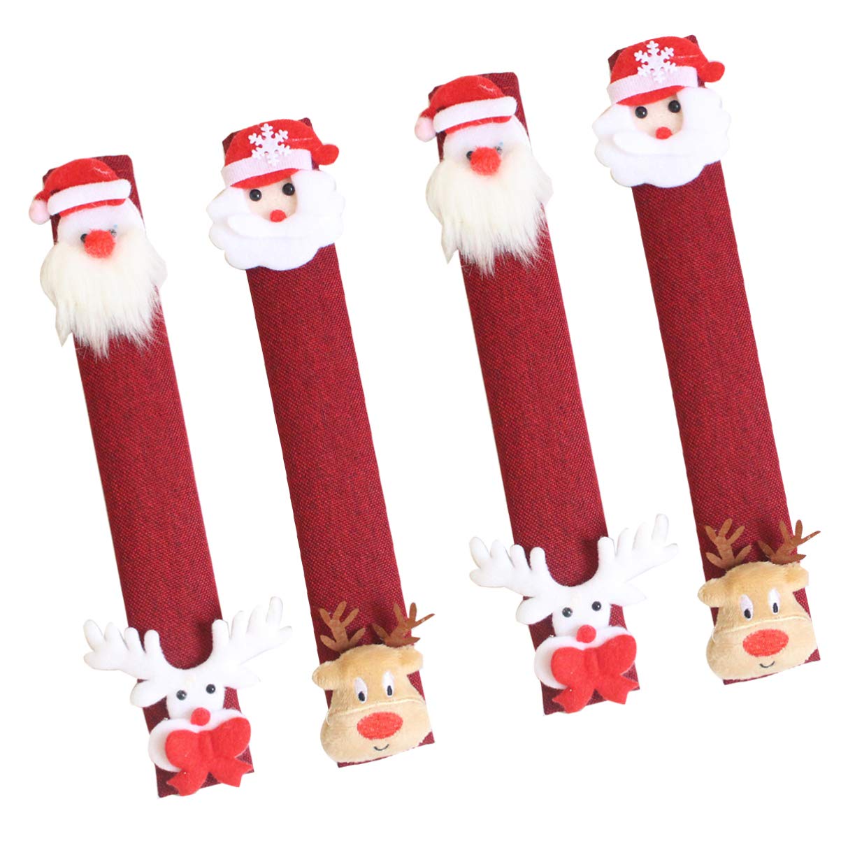 BESPORTBLE 4-Piece Christmas Refrigerator Handle Covers Set - Soft Linen Protectors for Microwave, Dishwasher & Kitchen Appliances - Festive Holiday Home Decor & Safety Accessories