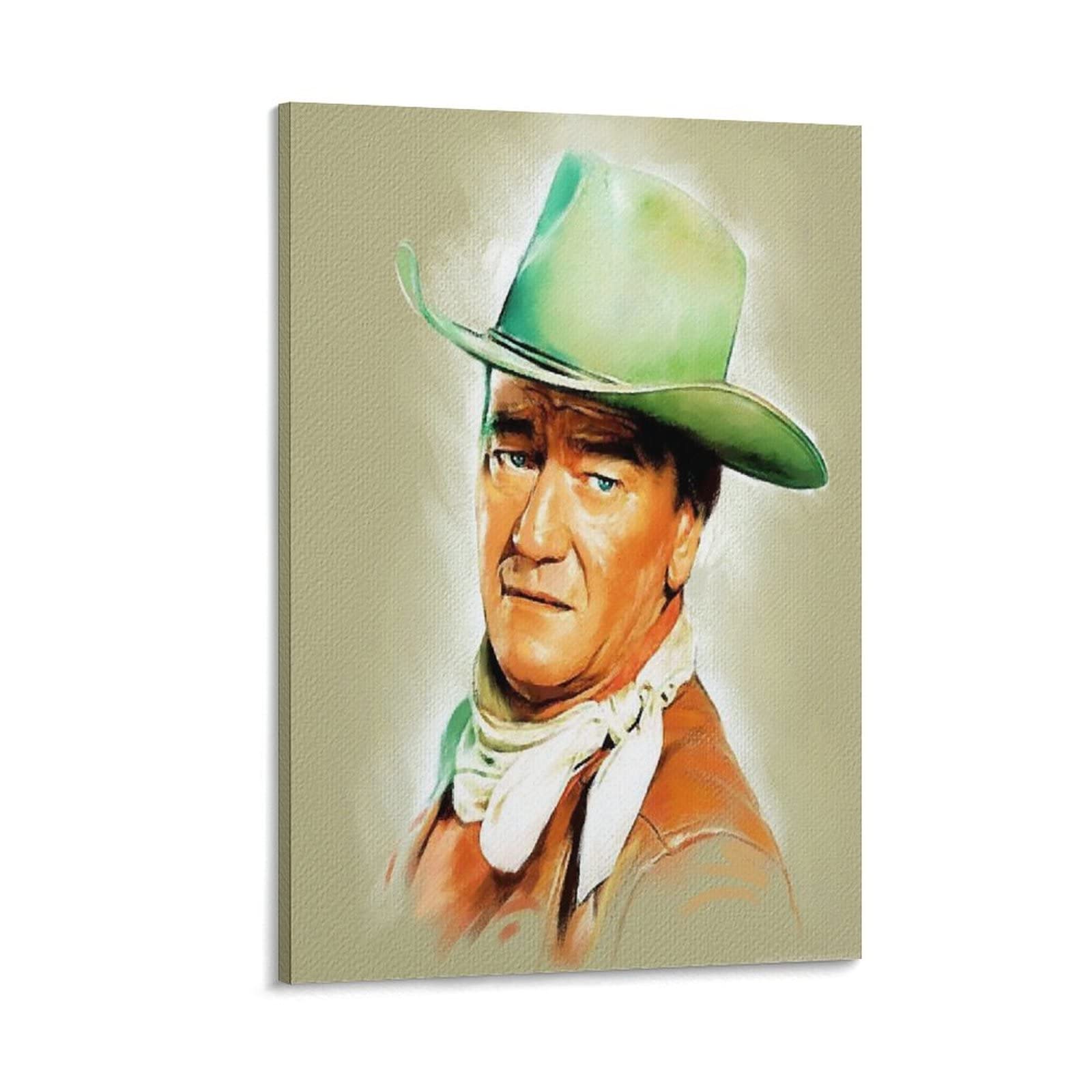 John Wayne Canvas Print - Western Art Painting Poster for Wall Decor (12x18 inch, 30x45cm) | Framed Style Western Artwork for Living Room, Bedroom & Office | Perfect for Cowboy Theme Home Decor & Western Style Interior Design