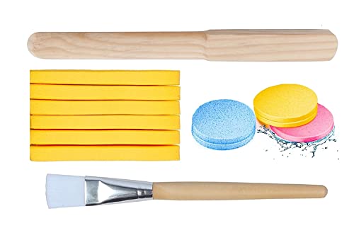 DAZVI Face Pack & Bleach Applicator Brush - 1pc Soft Washable Makeup Sponge with 6 Cleansing Sticks | Gentle Facial Cleaning, Waxing Spatula & Dust Removal | Perfect for At-Home Skincare & Salon Treatments
