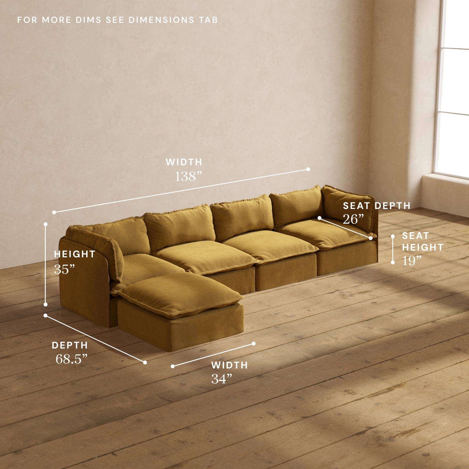 Luxury Modular 4-Seater Sectional Sofa in Toffee Brown | Premium Performance Fabric | Perfect for Living Room, Family Room & Home Theater