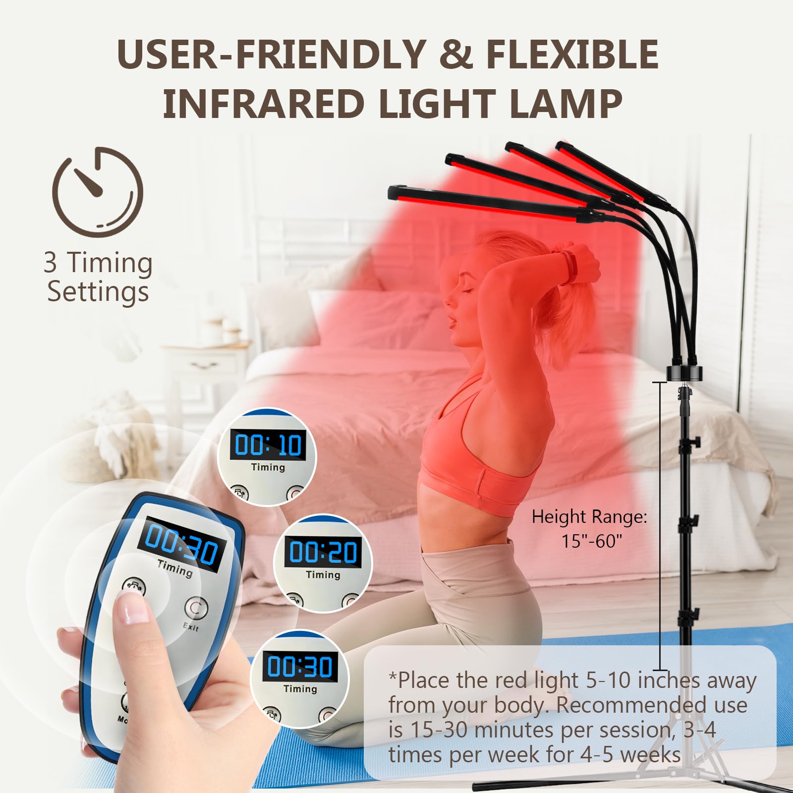 Red Light Therapy Lamp for Body Pain Relief - 660nm, 850nm & 940nm Infrared Light Therapy Device with Timer - 180 LED Panel for Home, Office & Gym Use - Muscle Recovery, Skin Care & Joint Pain Treatment