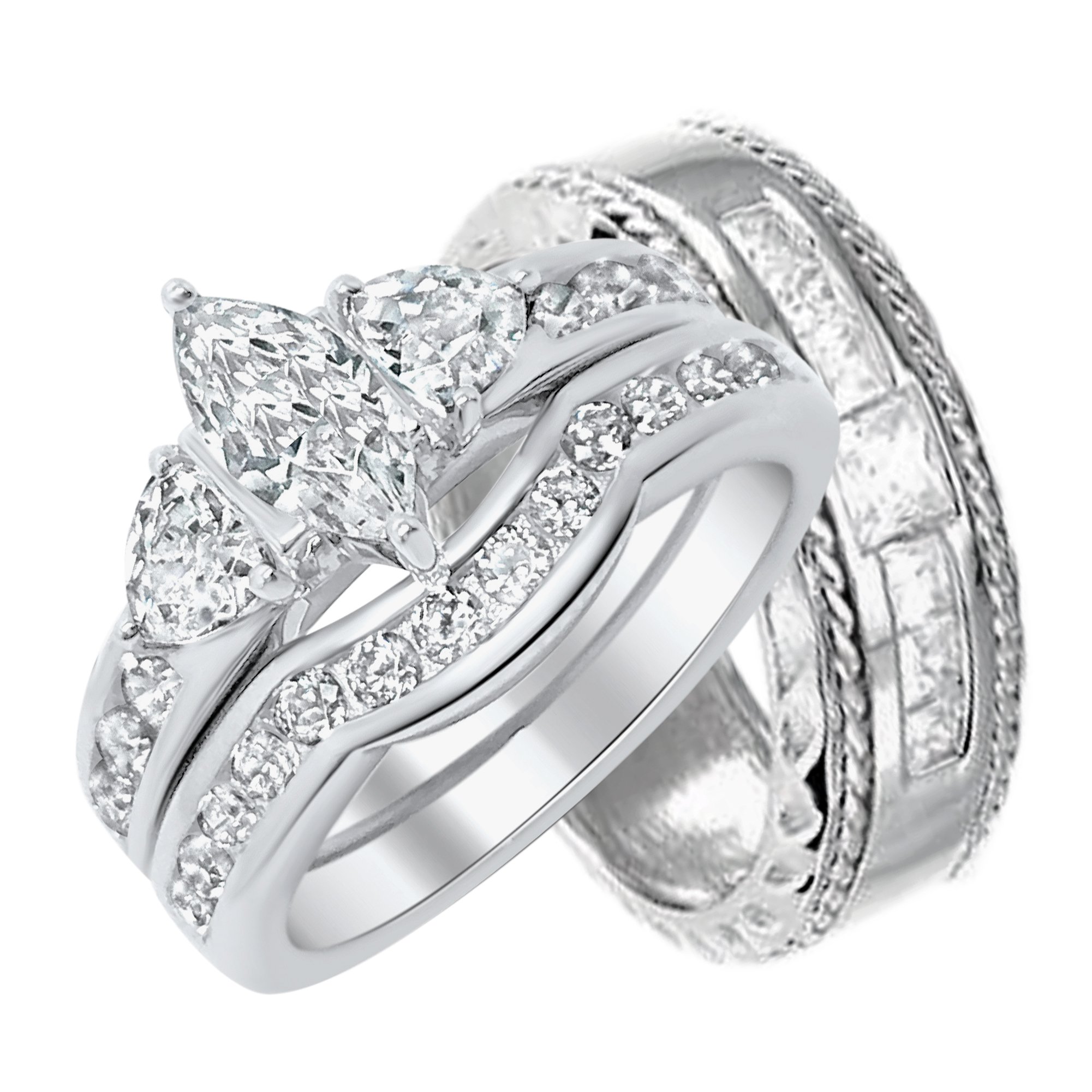 Sterling Silver Wedding Rings Set for Couples - His & Hers Matching Bands, Classic & Elegant Wedding Jewelry - Perfect for Anniversaries, Engagements, and Romantic Gifts