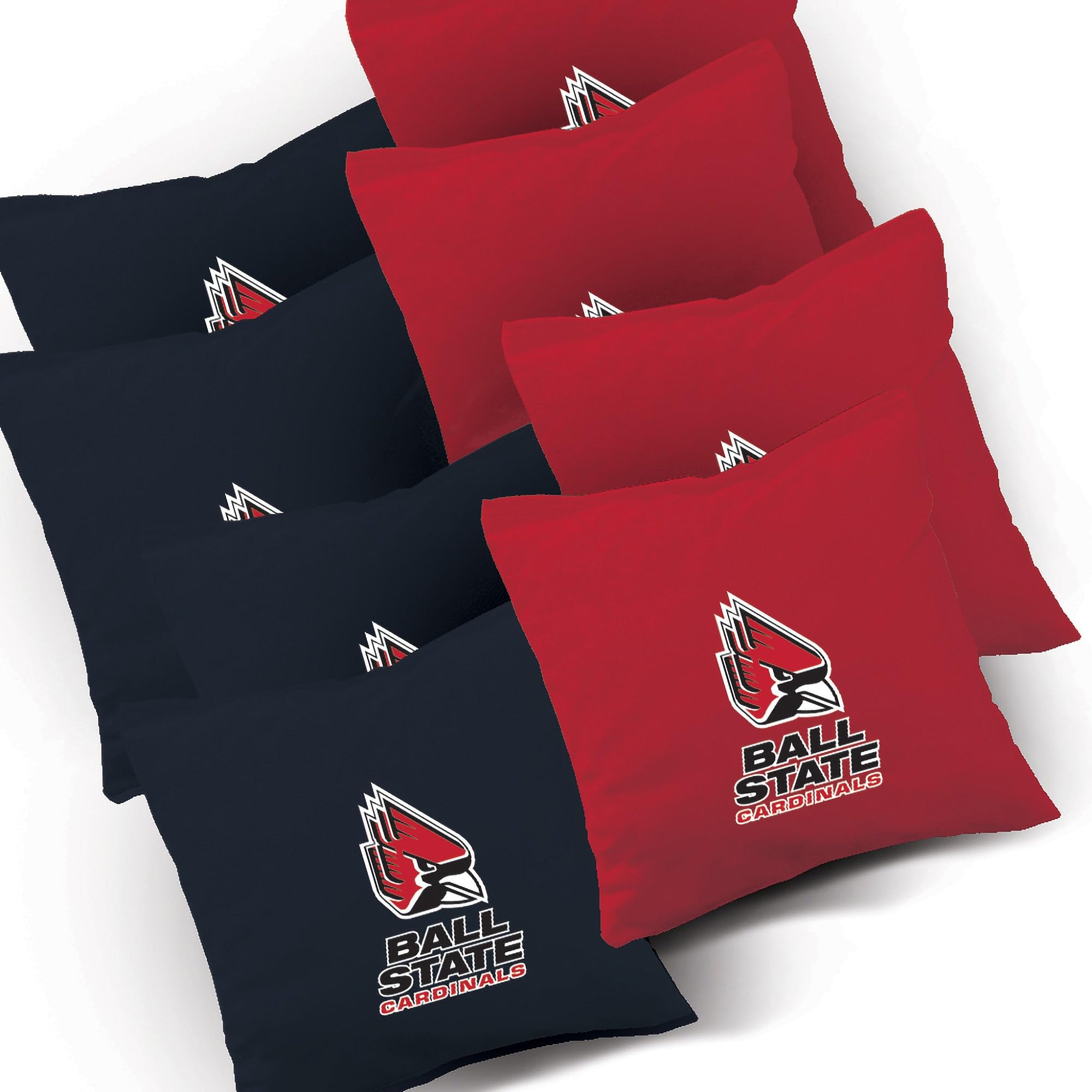 Premium Ball State Stained Striped Cornhole Boards Set - 2 Regulation-Sized Boards & 8 Custom Team Logo Bags - Perfect for Tailgates, Backyard BBQs, and College Game Day Parties