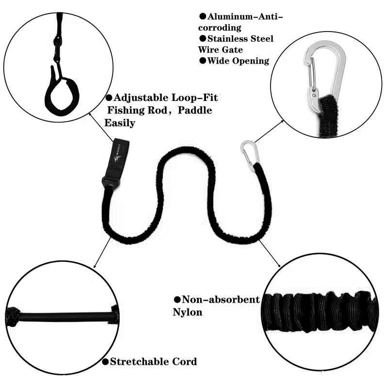 **Stretchable Coiled Kayak Paddle Leash & Rod Lanyard - Durable Kayak Fishing Accessories for Paddles & Gear - Perfect for Kayaking, Fishing, and Water Sports**