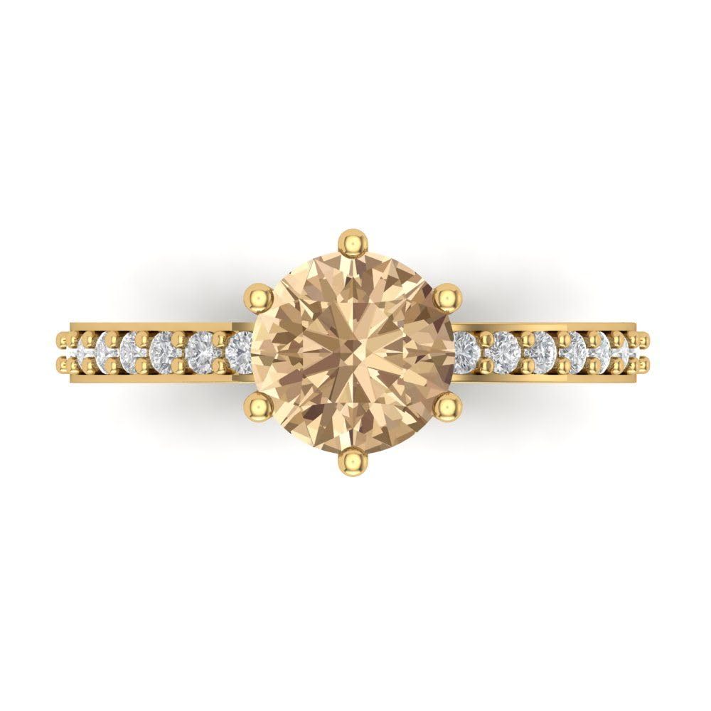 1.71ct Yellow Moissanite Engagement Ring - 14k Gold for Wedding & Anniversary