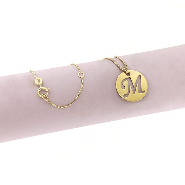 14K Gold Small Initial 'M' Pendant Necklace for Women - 16+2 Inch Gold Chain, Italian Fine Jewelry from Italy | Elegant Gift for Birthday, Anniversary & Everyday Wear