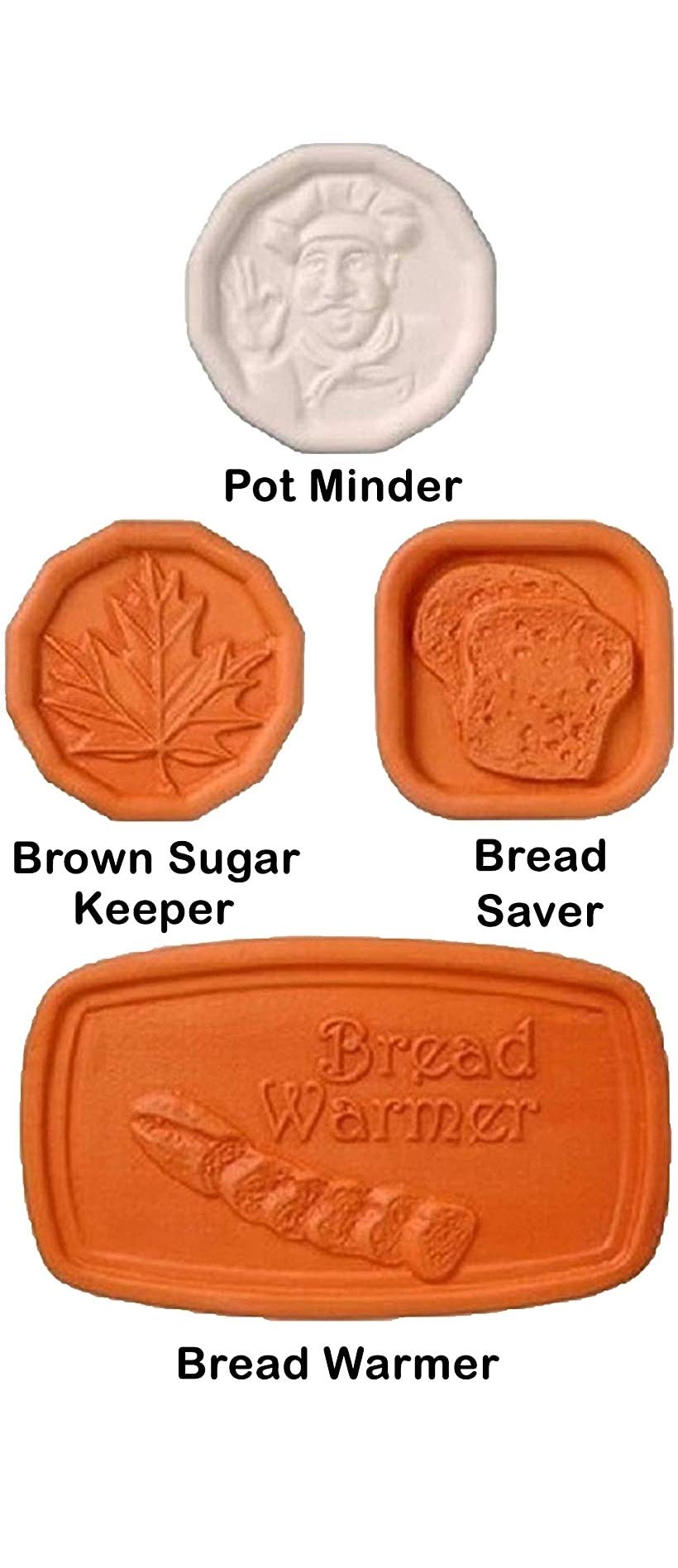 COOK’S HELPER 4-Piece Kitchen Set - Brown Sugar Keeper, Bread Saver, Pot Minder & Bread Warmer | Ideal Hostess Gift, Party Favors & Home Baking Essentials for Fresh Food Storage