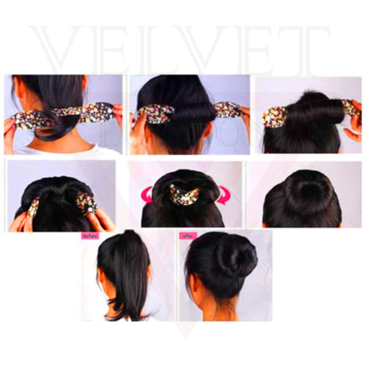 2Pcs Floral Magic Bun Wraps - Hair Donut Twisters & Roll Clips for Women & Girls | Easy Ponytail & French Twist Styling Tools | Perfect for Weddings, Parties & Everyday Hairstyles