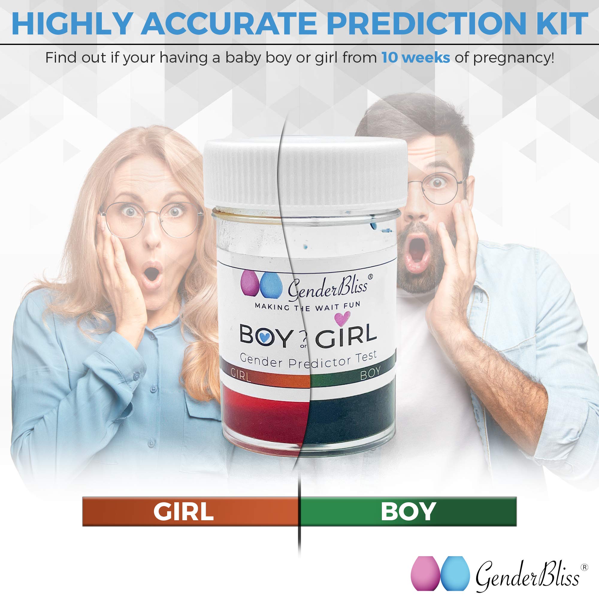 GenderBliss® Early Gender Prediction Test Kit - Boy or Girl Home DNA Test for Pregnancy, Safe & Non-Invasive for Mom & Baby - Accurate Results at 10 Weeks | Perfect for Gender Reveal Parties & Baby Shower Gifts