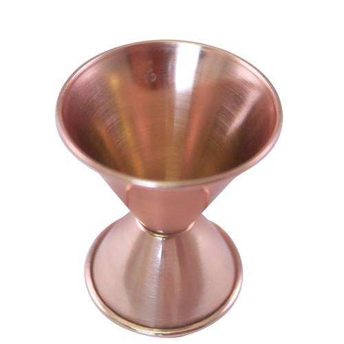 BarConic® Copper Plated Jigger Cocktail Measure - 0.75oz & 1.25oz Dual Measuring Cup for Professional Bartenders & Home Mixology - Perfect for Martinis, Old Fashioned & Craft Cocktails