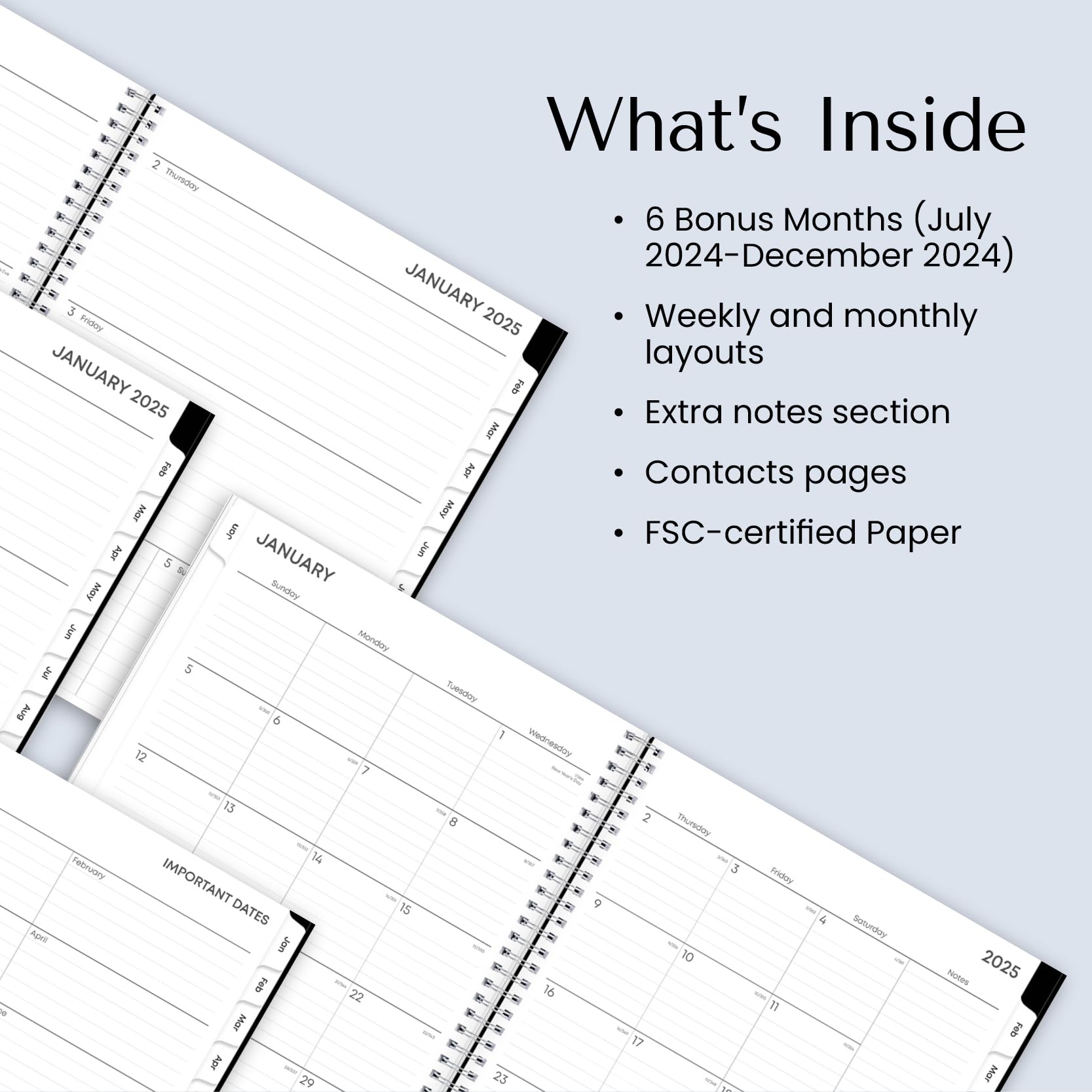Blue Sky 2025 Weekly & Monthly Planner Calendar - January to December 2025, 8.5