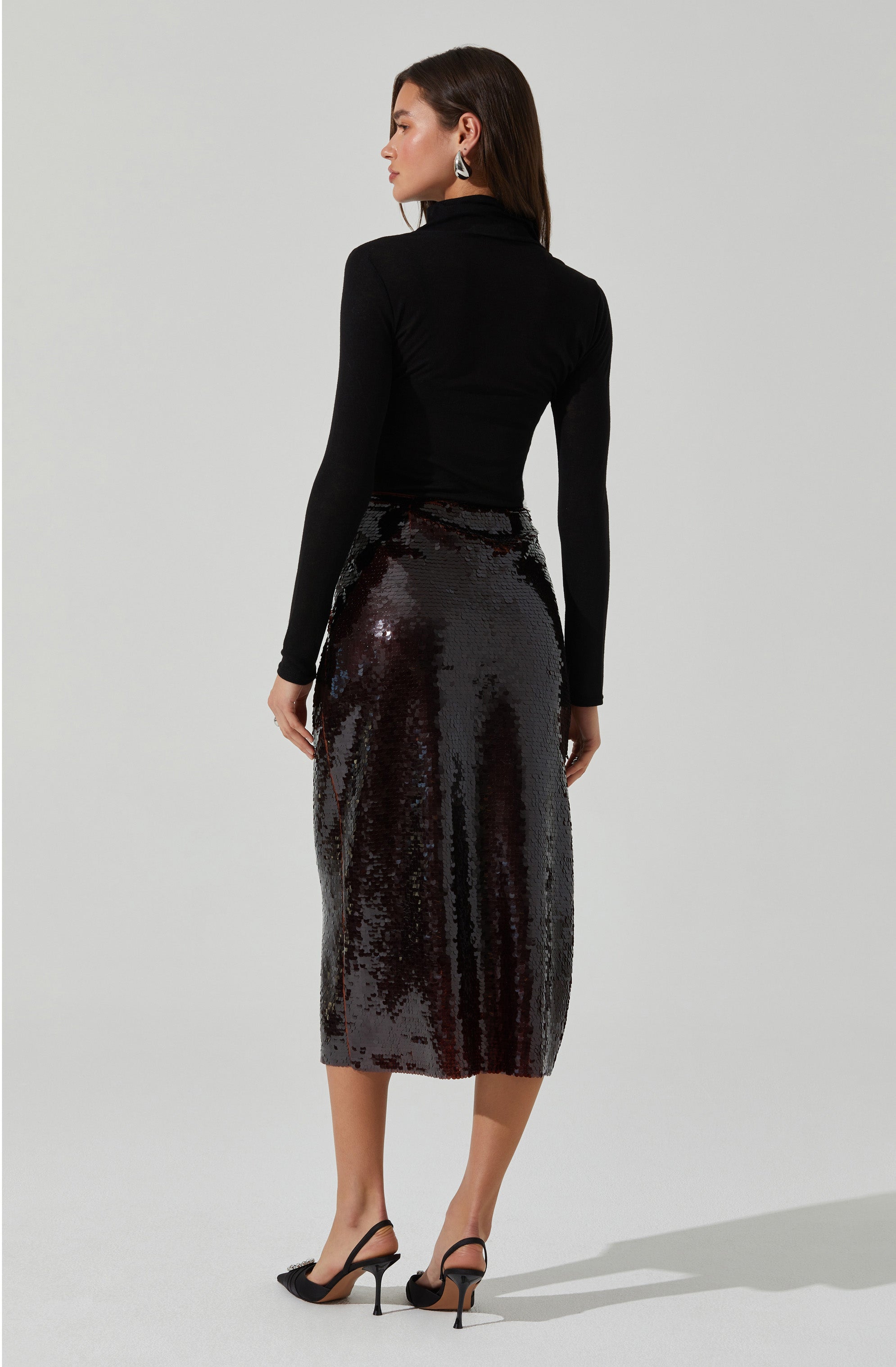 Dova Sequin Midi Skirt for Women - Sparkly Party Skirt with High Waist & Flowy Design - Perfect for Evening Events, Prom, Club Wear and Special Occasions