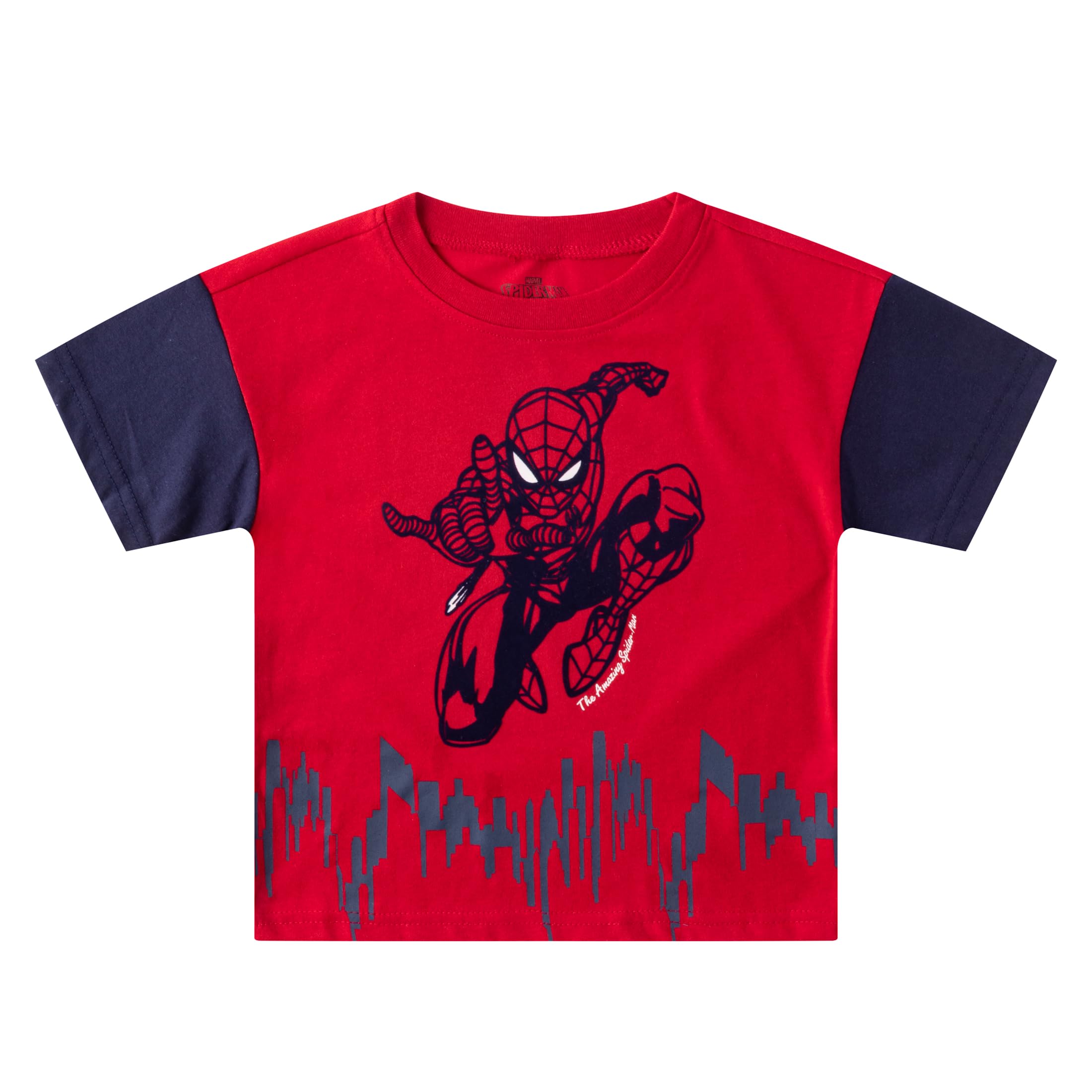 Marvel Spider-Man Boys 4-Piece Mix & Match T-Shirt and Shorts Set for Toddlers | Superhero Costume Outfit for Kids Birthday, Halloween & Cosplay