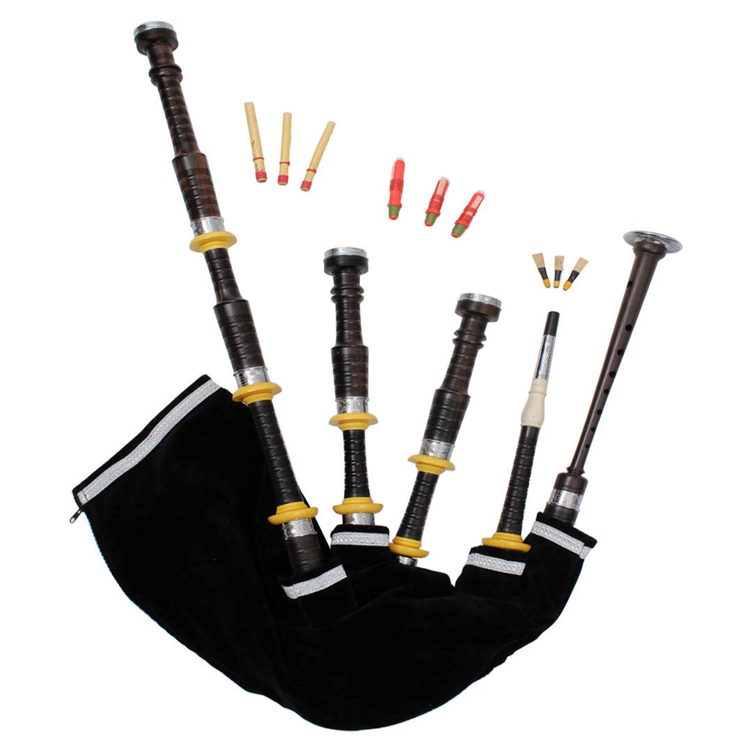 Premium African Blackwood Highland Bagpipe with Thistle Engraving - Authentic Scottish Musical Instrument for Traditional Performances & Cultural Events