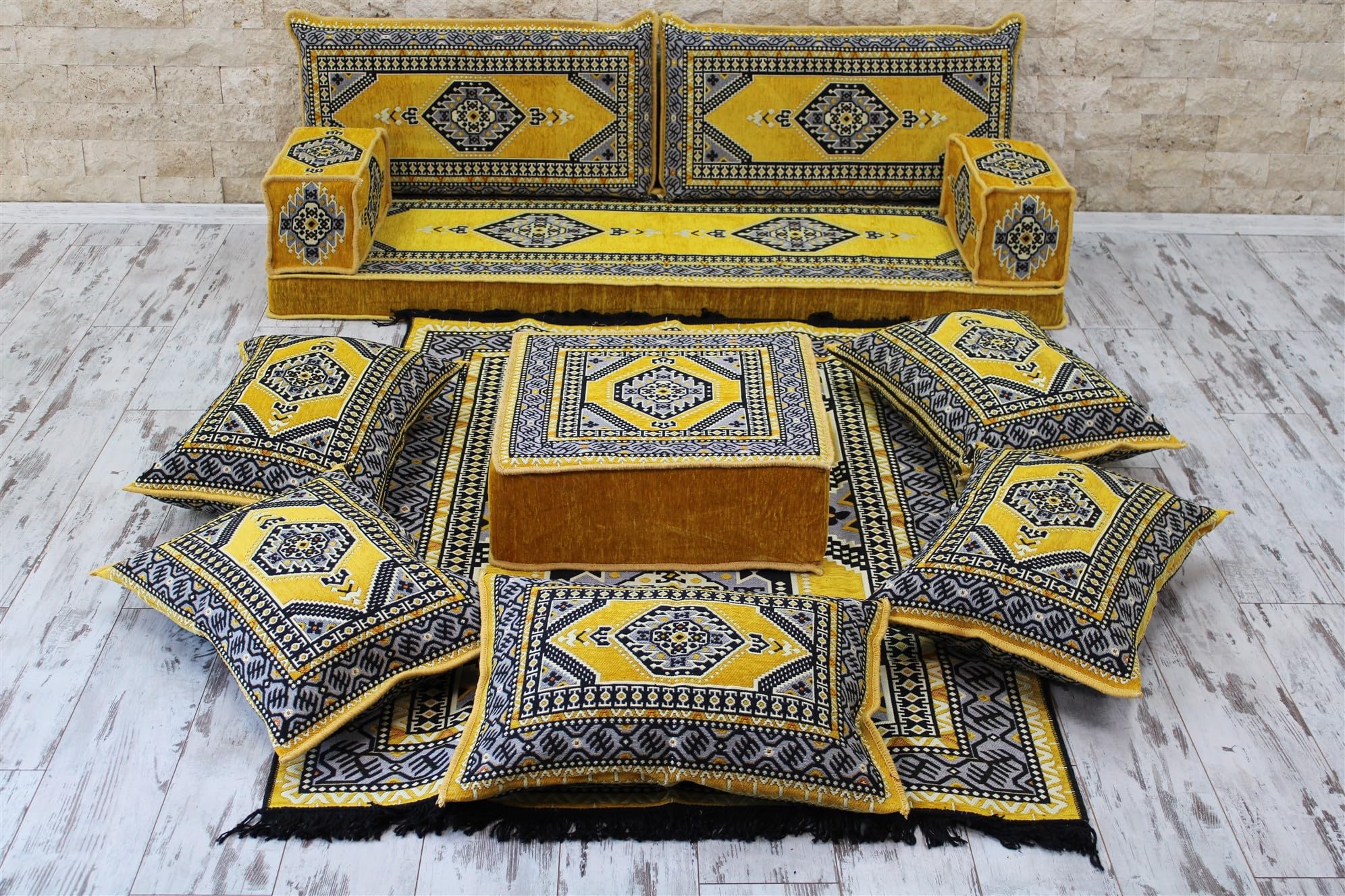 Arabic Style Majlis Floor Seating Sofa - Traditional Arabian Mattress Loveseat for Living Room Decor | Moroccan Diwan & Jalsa Bench Cushions | Perfect for Ramadan Gatherings, Oriental Sitting & Outdoor Patio Furniture