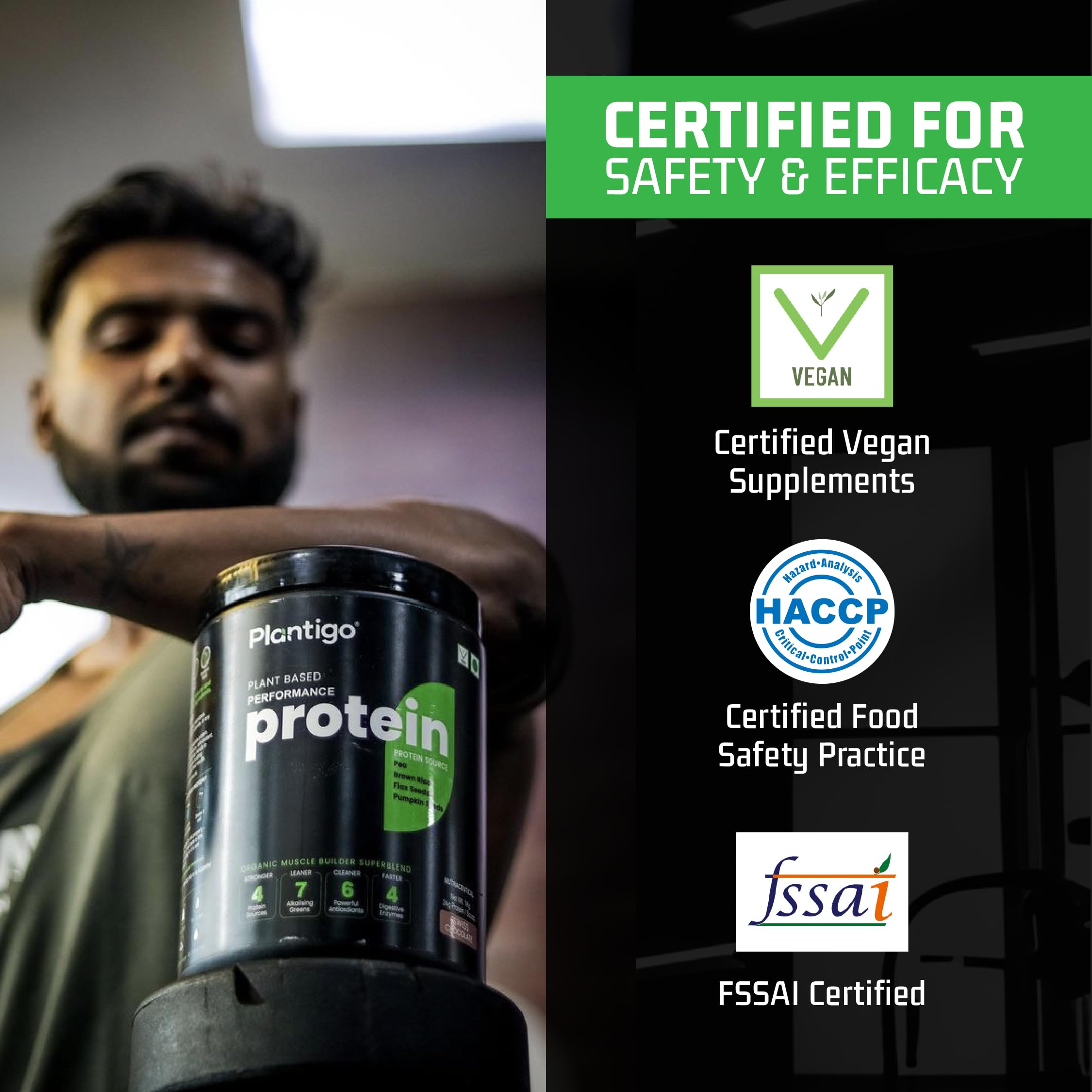 Plantigo Clean Plant Protein Powder - Vegan Protein Blend with Pea, Brown Rice, Flax & Pumpkin | 21 Superfoods, No Preservatives or Banned Substances | Brazilian Chocolate Flavor (1kg) for Men & Women - Perfect for Post-Workout Recovery, Smoothies & Healthy Meal Replacement