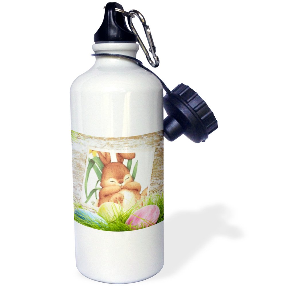 3D Rose Music Themed Flute and Keys Insulated Sports Water Bottle - 21 oz, White - Perfect for Gym, Hiking & Outdoor Activities