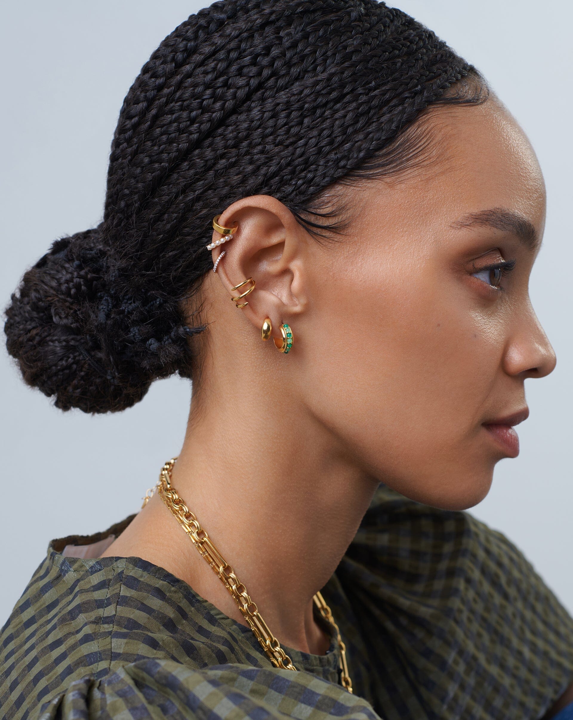 Hot Rox Gemstone Small Hoop Earrings - 18k Gold Vermeil Green Onyx & Chalcedony Dainty Hoops for Women | Elegant Everyday Jewelry, Perfect for Office, Date Night & Special Occasions
