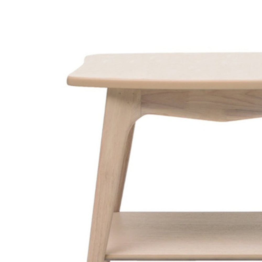 Philos Checker Side Table - Natural White Wooden End Table for Living Room, Bedroom, or Office - Perfect for Coffee, Books, and Decor