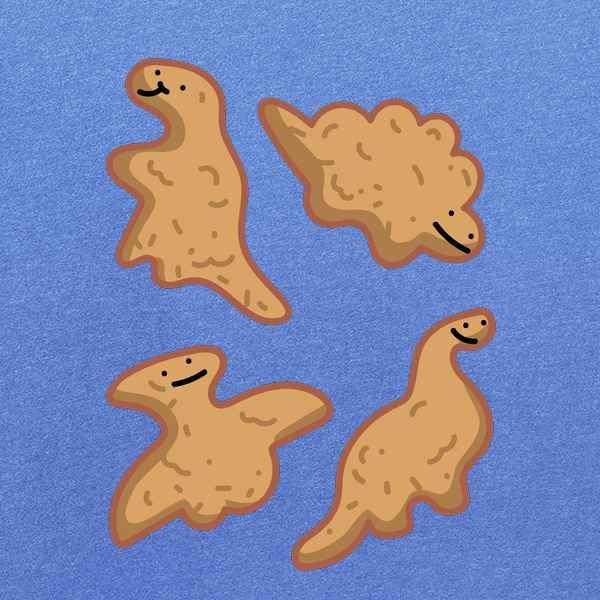 Pop Threads Kawaii Dino Nuggets Graphic T-Shirt for Men - Funny Cute Chicken Nugget Design - Perfect for Casual Wear, Gamer Outfits & Dinosaur Lovers