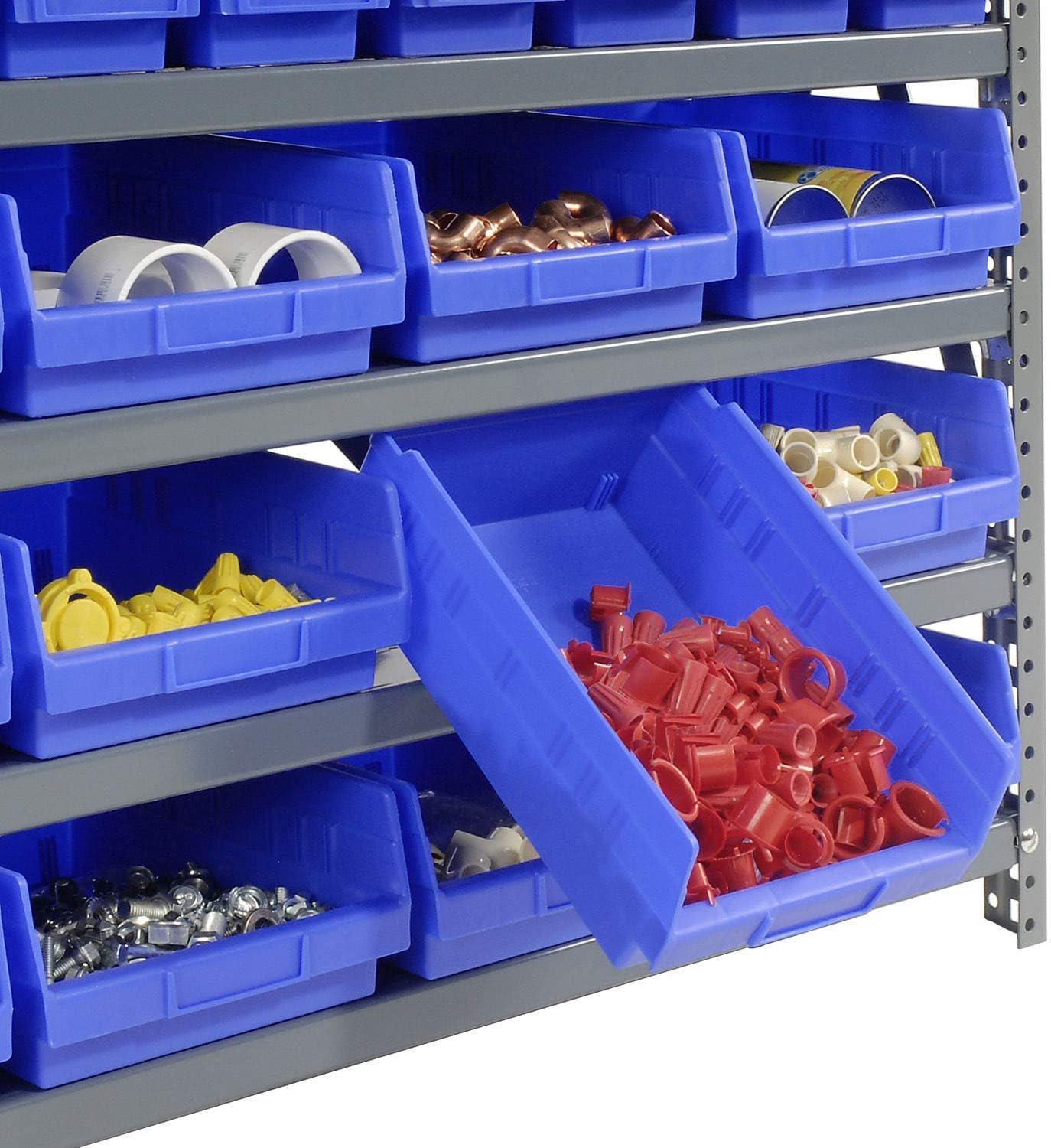Global Industrial 7-Shelf Steel Storage Rack with 36 Plastic Bins (4