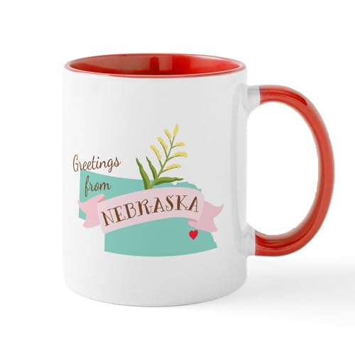 White/Red Inside - Nebraska State Outline Goldenrod Flower Greetings