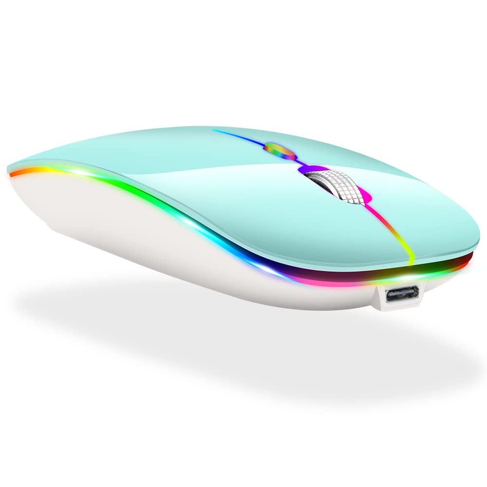 KLO Bluetooth Wireless Mouse for MacBook, MacBook Air, MacBook Pro, iPad, Laptop, Notebook, PC, Chromebook - LED Backlit (Green) | Perfect for Office Work, Home Use, Travel & Online Learning