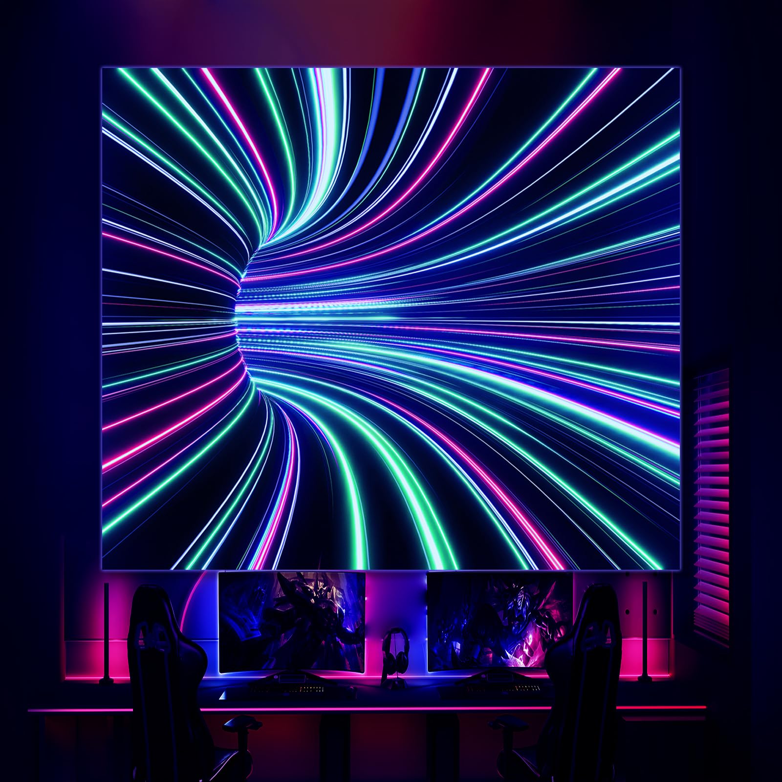 Honcet Black Light 3D UV Reactive Space Tapestry - 51