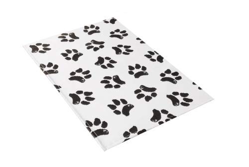 EzeeVisit Black and White Dog Paw Print Non-Slip Veterinary Exam Mat with Scale - Perfect for Pet Clinics, Grooming Salons & Home Vet Care