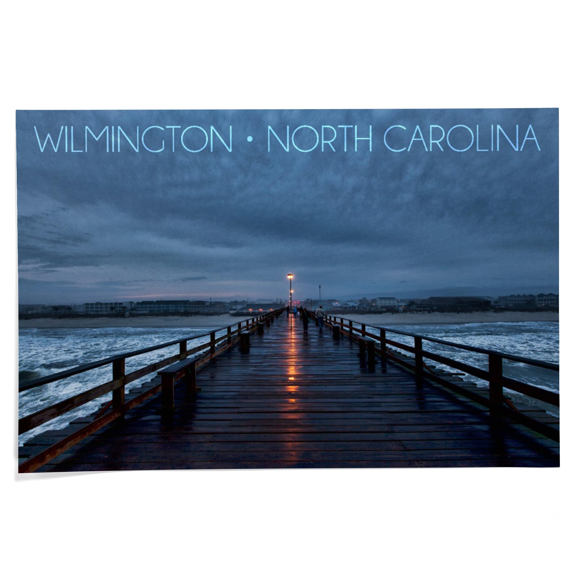 Lantern Press 24x36 Inch Giclee Art Print - Wilmington North Carolina Kure Beach Pier Coastal Wall Decor | Perfect for Beach House, Living Room & Office Decor