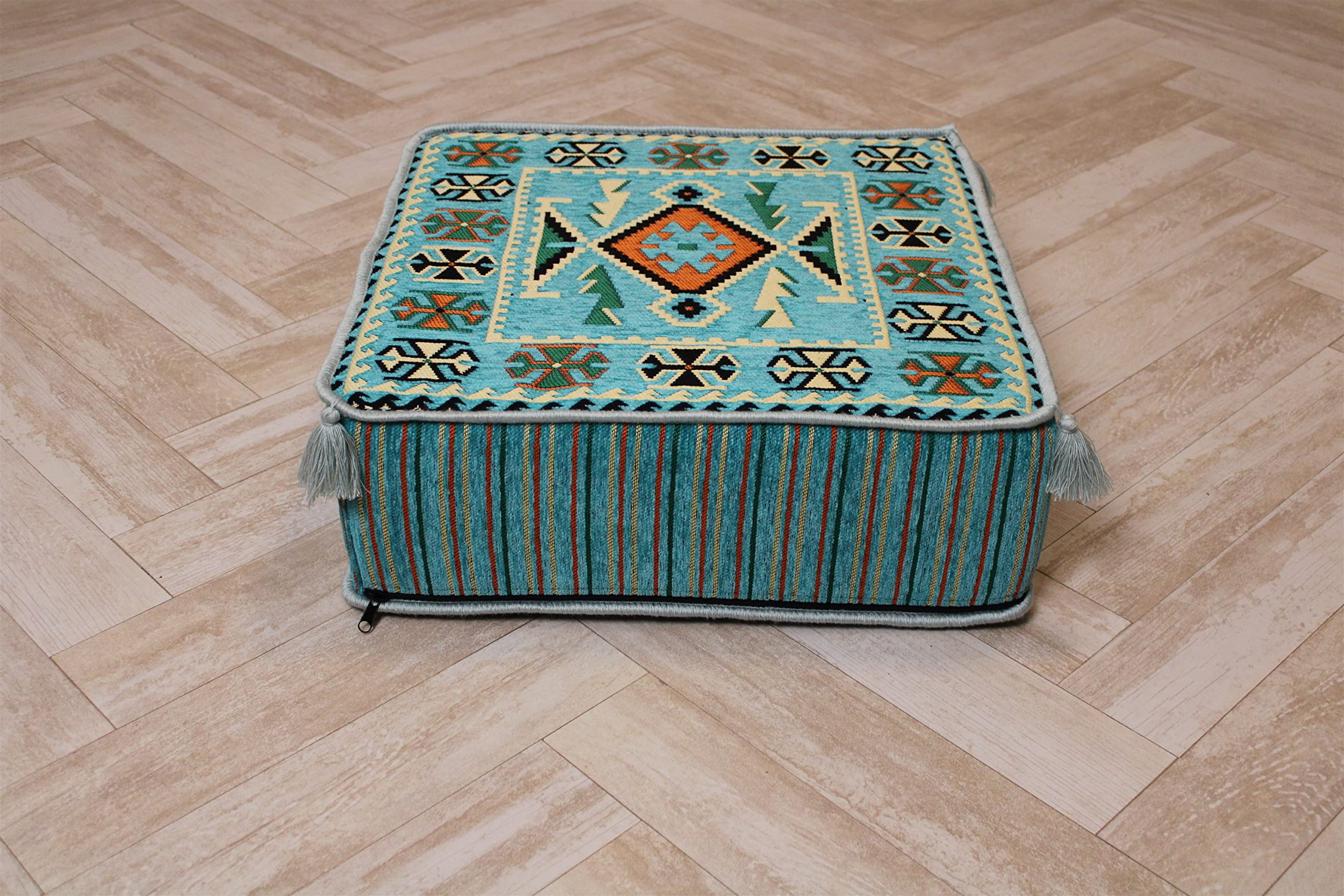 Arabic Floor Cushions & Ottoman - Traditional Majlis Seating for Home Decor, Jalsa, and Oriental Living Room Furniture - Perfect for Relaxation, Meditation, and Cultural Gatherings (MA 40 Ottoman Only)