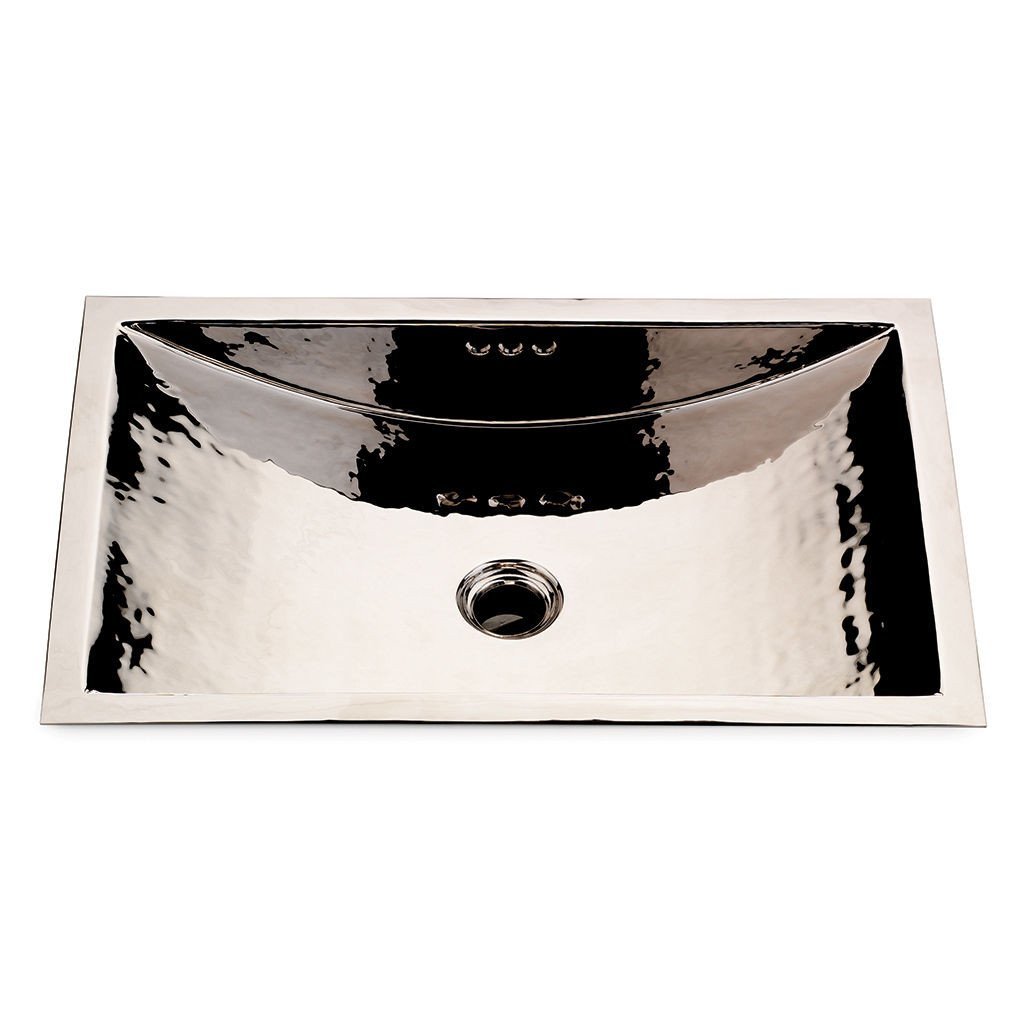Waterworks Normandy Drop-In or Undermount Rectangular Hammered Copper Bathroom Sink in Matte Nickel Finish - Perfect for Farmhouse, Rustic, and Vintage Style Bathroom Renovations
