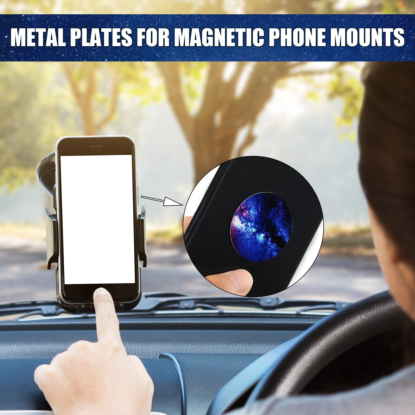 Weewooday 8-Piece Magnetic Phone Mount Kit - Universal Car Metal Plate Adhesive for Cell Phone Holders - Compatible with Magnetic Car Mounts (Starry Style) - Perfect for Hands-Free Driving & GPS Navigation