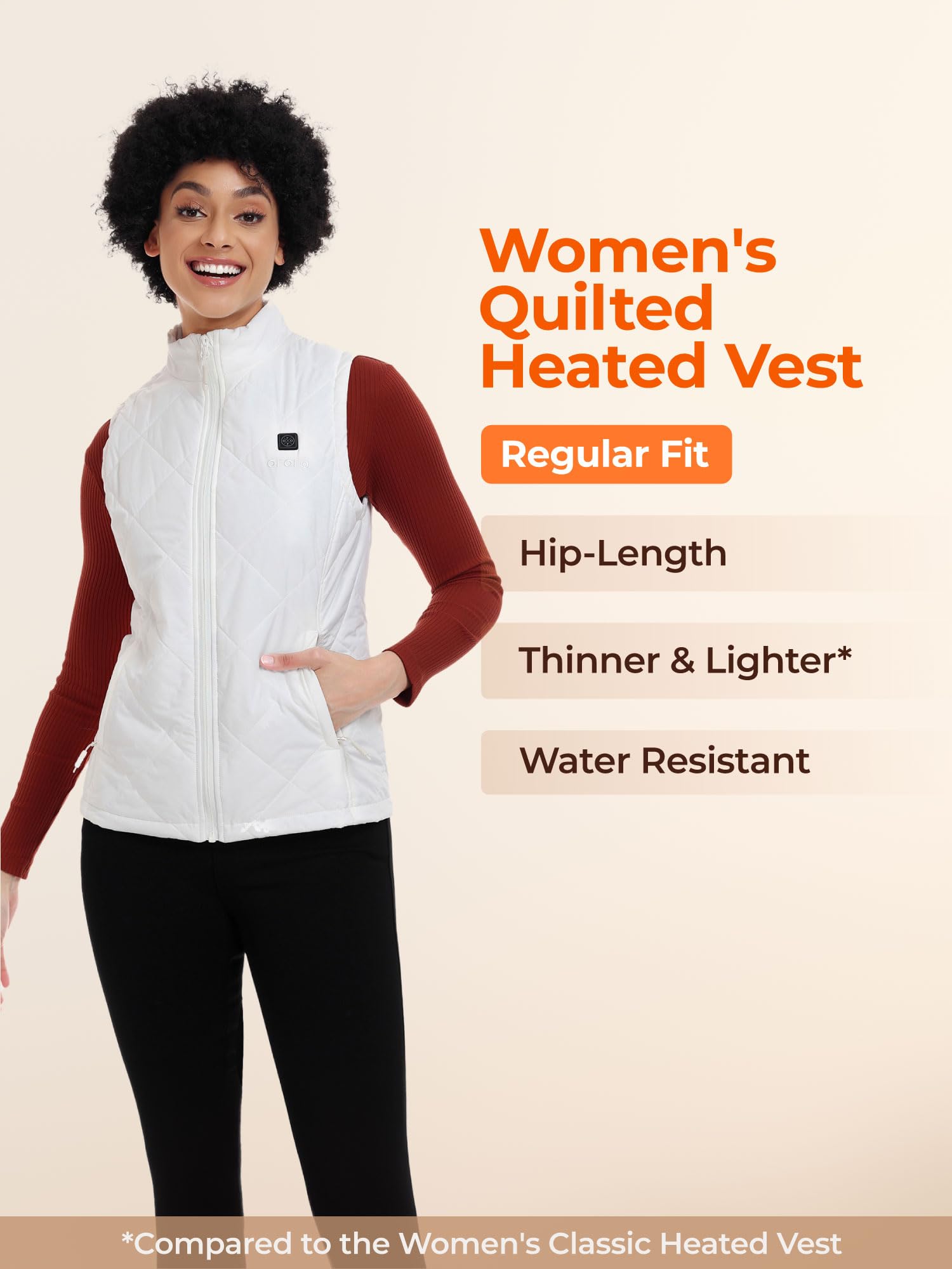 ORORO Women's Lightweight Quilted Heated Vest with Rechargeable Battery - Winter Warm Electric Jacket for Outdoor Activities, Hiking, Camping & Cold Weather