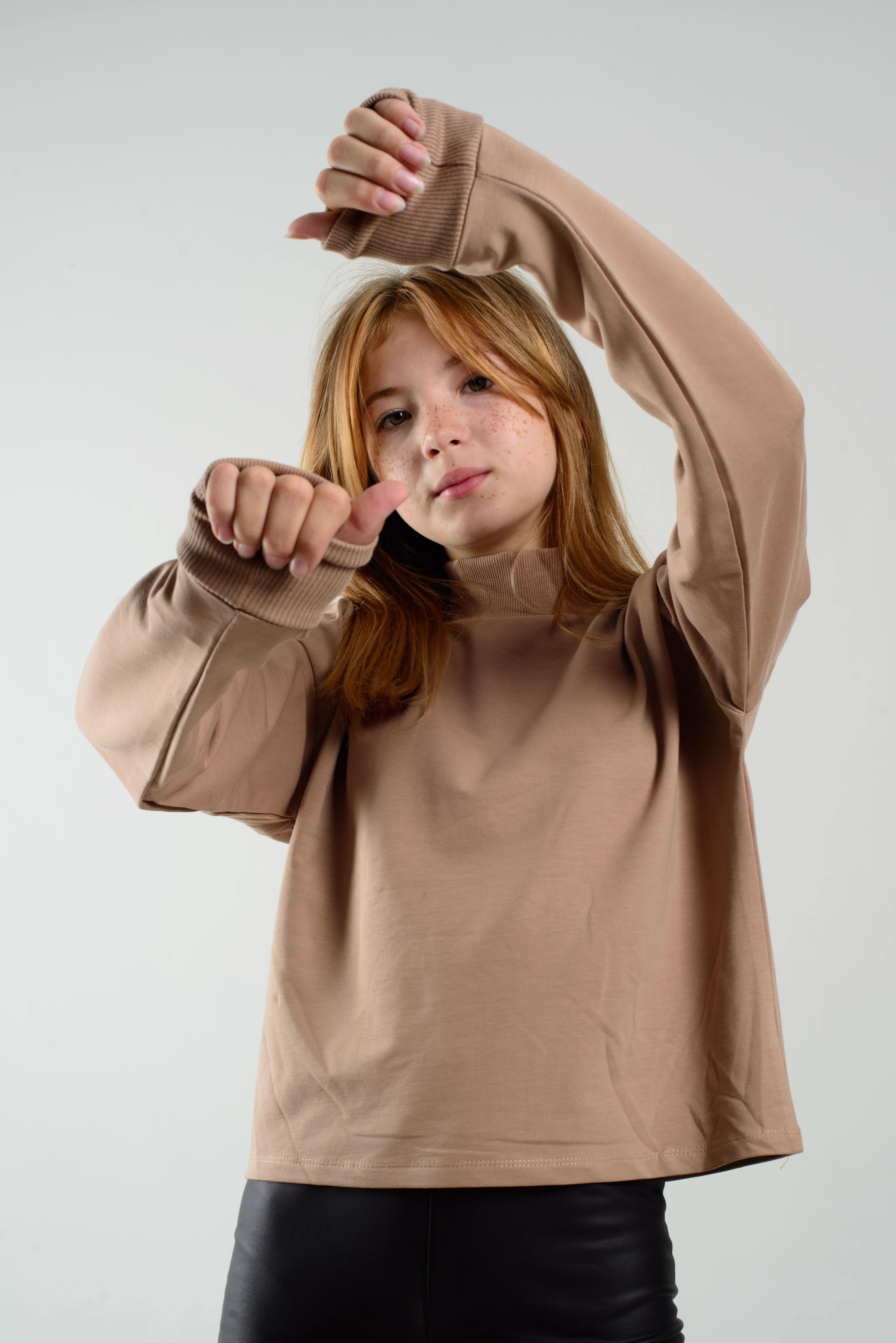 Trendy Cropped Fisherman Sweater for Teen Girls - Casual Pullover for School, Outings & Streetwear Fashion