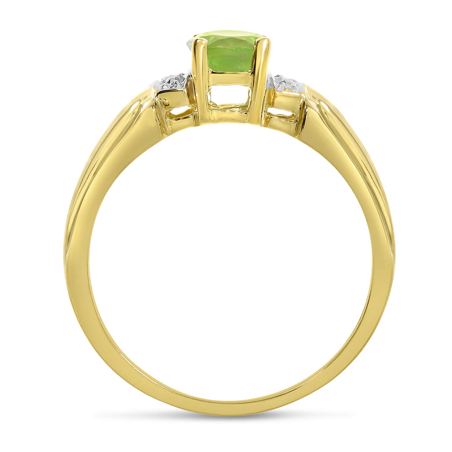 10K Yellow Gold Oval Peridot & Diamond Ring for Women - Elegant Birthstone Jewelry Gift for Anniversary, Engagement & Special Occasions