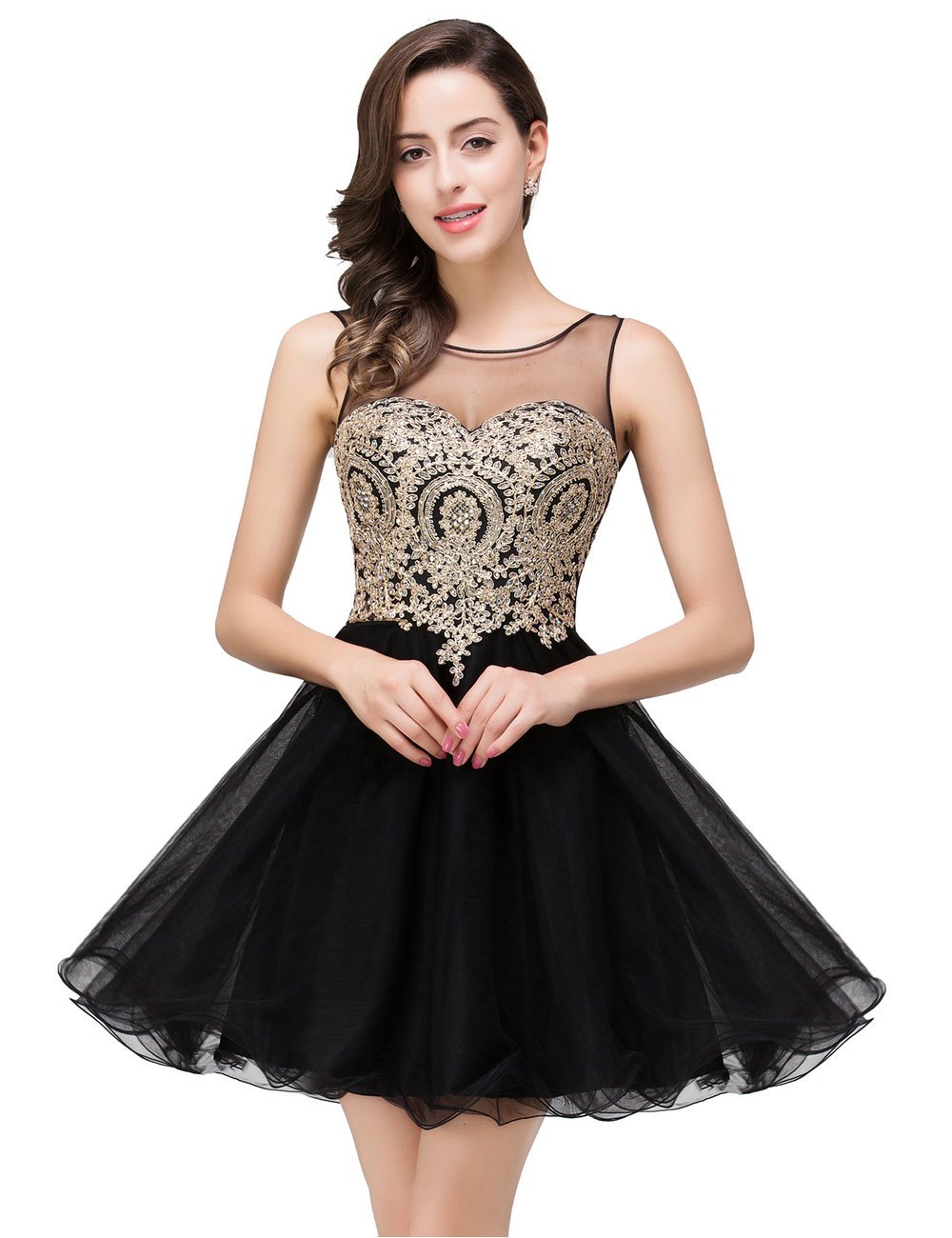 MisShow 2022 Women's Cocktail Dress with Crystal Applique - Elegant Short Prom Dress for Parties, Weddings & Special Occasions