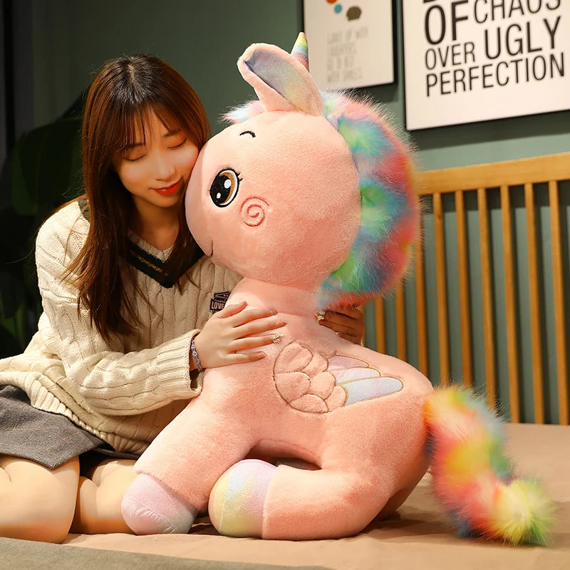 65/85cm Large Standing Rainbow Unicorn Plush Toy - Soft Stuffed Animal Pillow for Girls, Kids Room Decor, Valentine's Day Gift, Birthday Present, Cute Nursery Accent (Perfect for Bedtime Snuggles & Playtime)