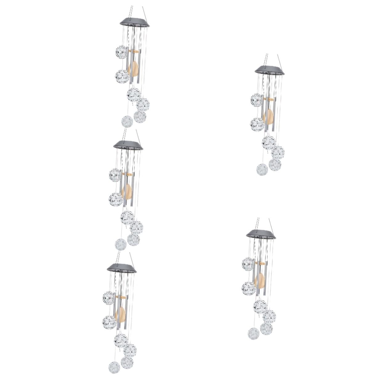 5 Pack Solar Wind Chimes with LED Lights - Outdoor Diamond Ball Hummingbird Wind Chime Decor for Garden, Patio, Yard & Courtyard | Weatherproof Solar-Powered Hanging Ornament for Relaxing Ambience