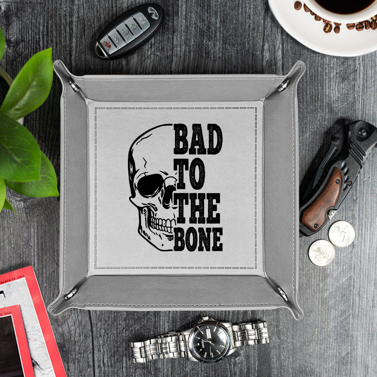 Bad To The Bone Jewelry Tray - Stylish Organizer for Rings, Necklaces & Watches | Perfect for Dresser, Vanity & Travel | Premium Jewelry Display & Storage Solution