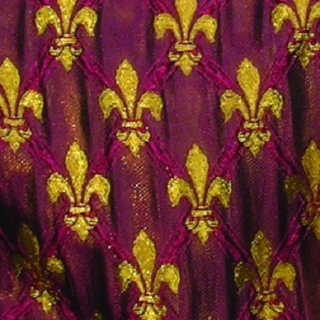 Elegant Bordeaux Red and Gold Fleur De Lis Wired Satin Ribbon - 6