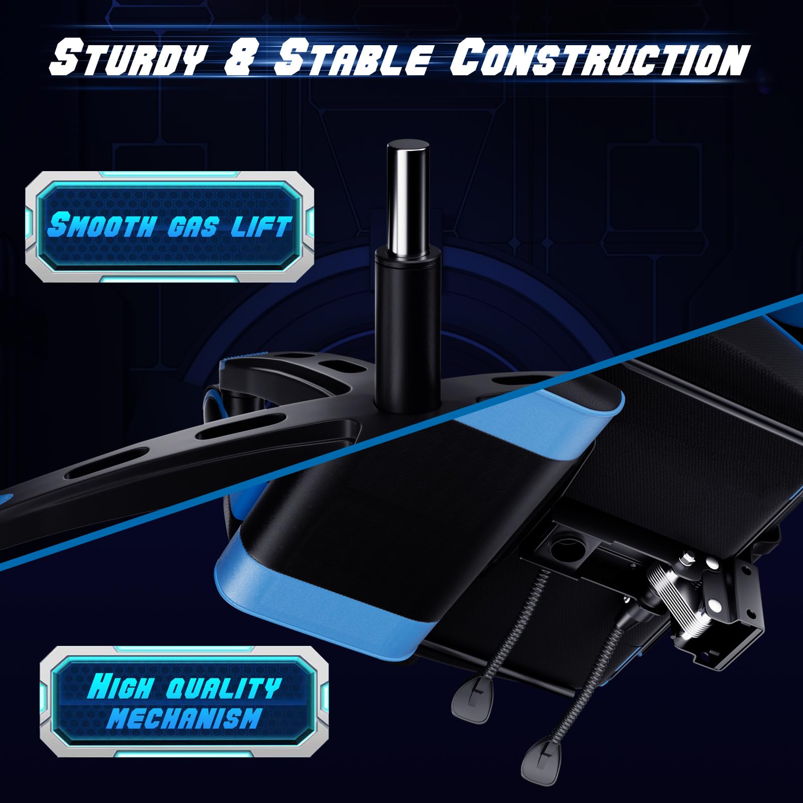 POWERSTONE Ergonomic Gaming Chair - High Back Racing Style Office Computer Chair with Adjustable Footrest & Reclining Function, Swivel Video Game Chair for Adults & Teens (Blue) - Perfect for Esports, Streaming & Home Office Workspace