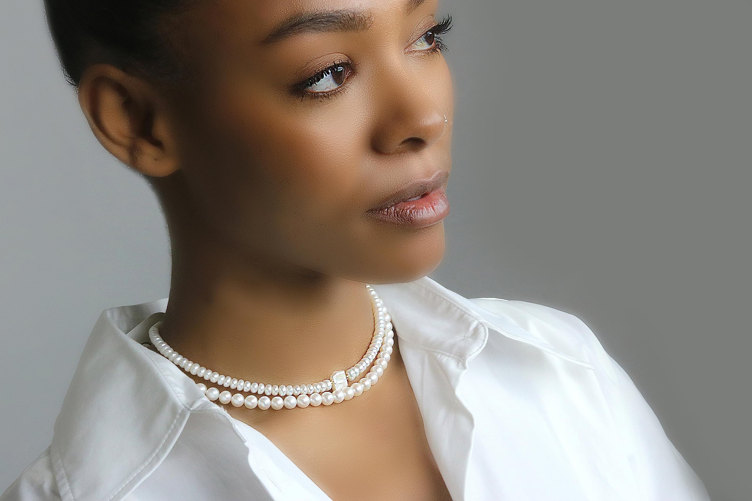 AA Grade Freshwater Pearl Beaded Necklace - Elegant Gold Bridal Pearl Choker - Handmade Wedding Jewelry for Brides & Bridesmaids - Perfect for Weddings, Anniversaries & Special Occasions