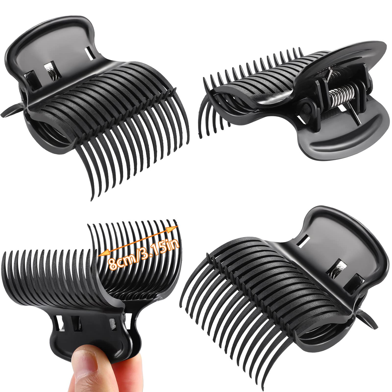 Hot Roller Clips for Hair - 12 Pack Black Hair Curler Claw Clips Replacement for Women & Girls - Perfect for Sectioning, Styling, and Creating Voluminous Curls at Home or Salon