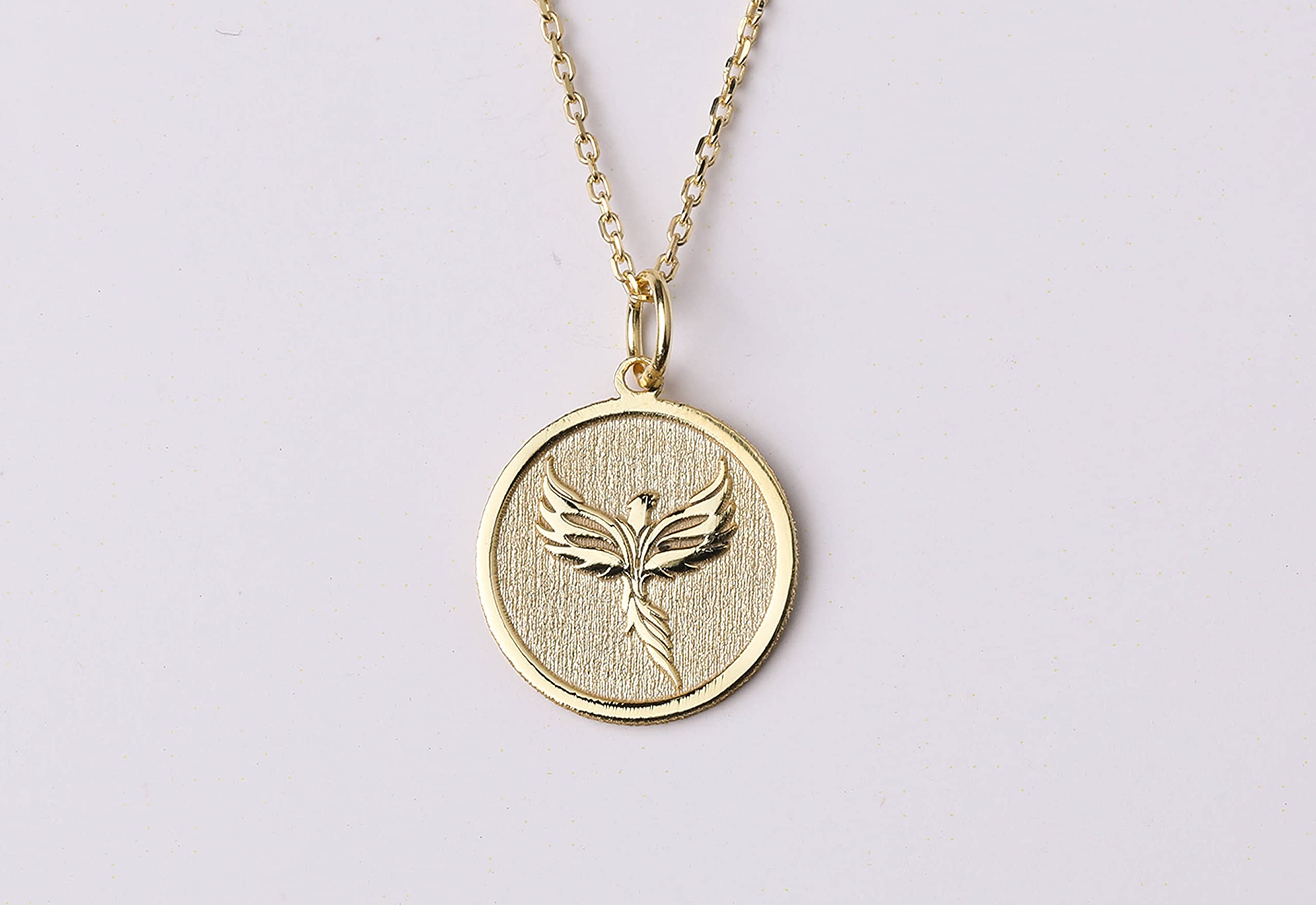 14K Gold Phoenix Firebird Necklace - Personalized Simurgh Bird Charm Jewelry for Women, Elegant Firebird Pendant Gift for Birthday, Anniversary & Special Occasions