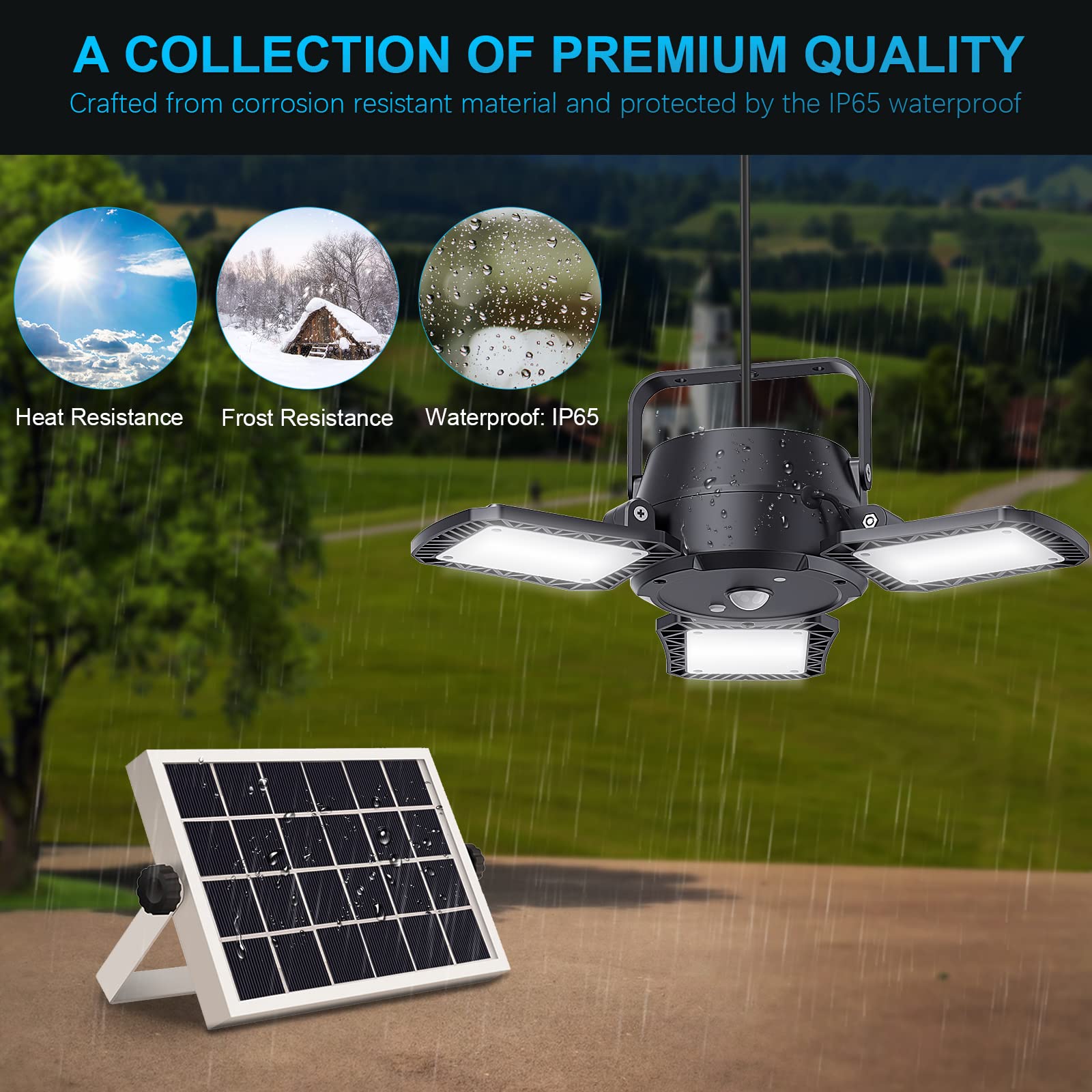 Solar Powered Outdoor Lights with Remote & Motion Sensor - Waterproof LED Solar Security Lights for Home, Yard, Garage, Barn, Patio (120° Wide Angle, Black) - Perfect for Nighttime Safety & Energy-Efficient Outdoor Lighting